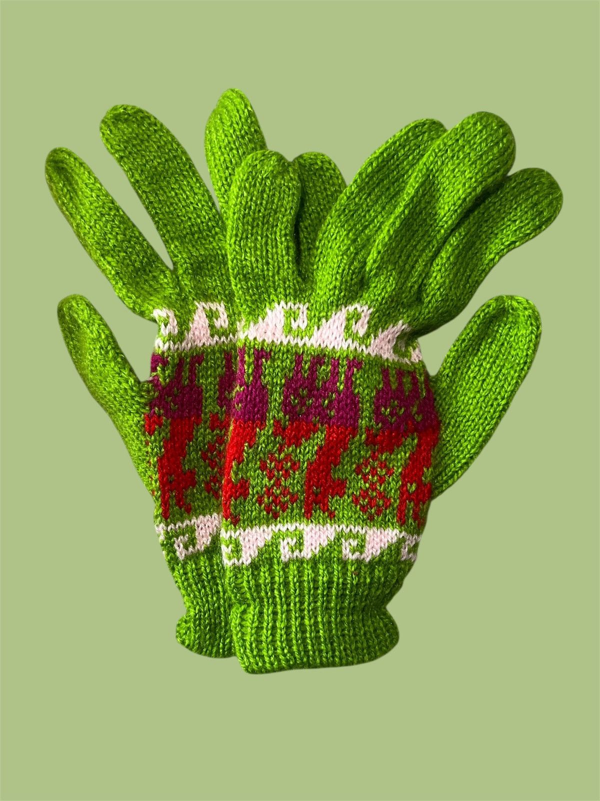 Other Handmade Alpaca Wool Gloves from Peru Size ONE SIZE - 5 Thumbnail