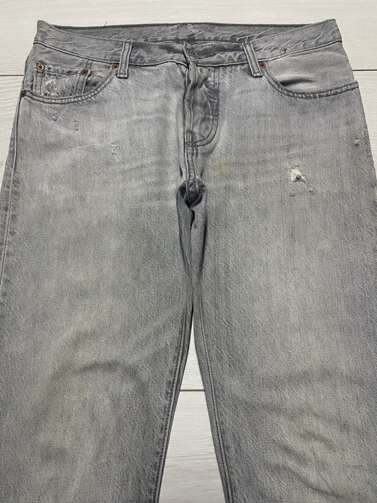 Levi's Vintage Levis 501 Ct Stone Wash Distressed Slim Jeans Size US 31 - 3 Thumbnail
