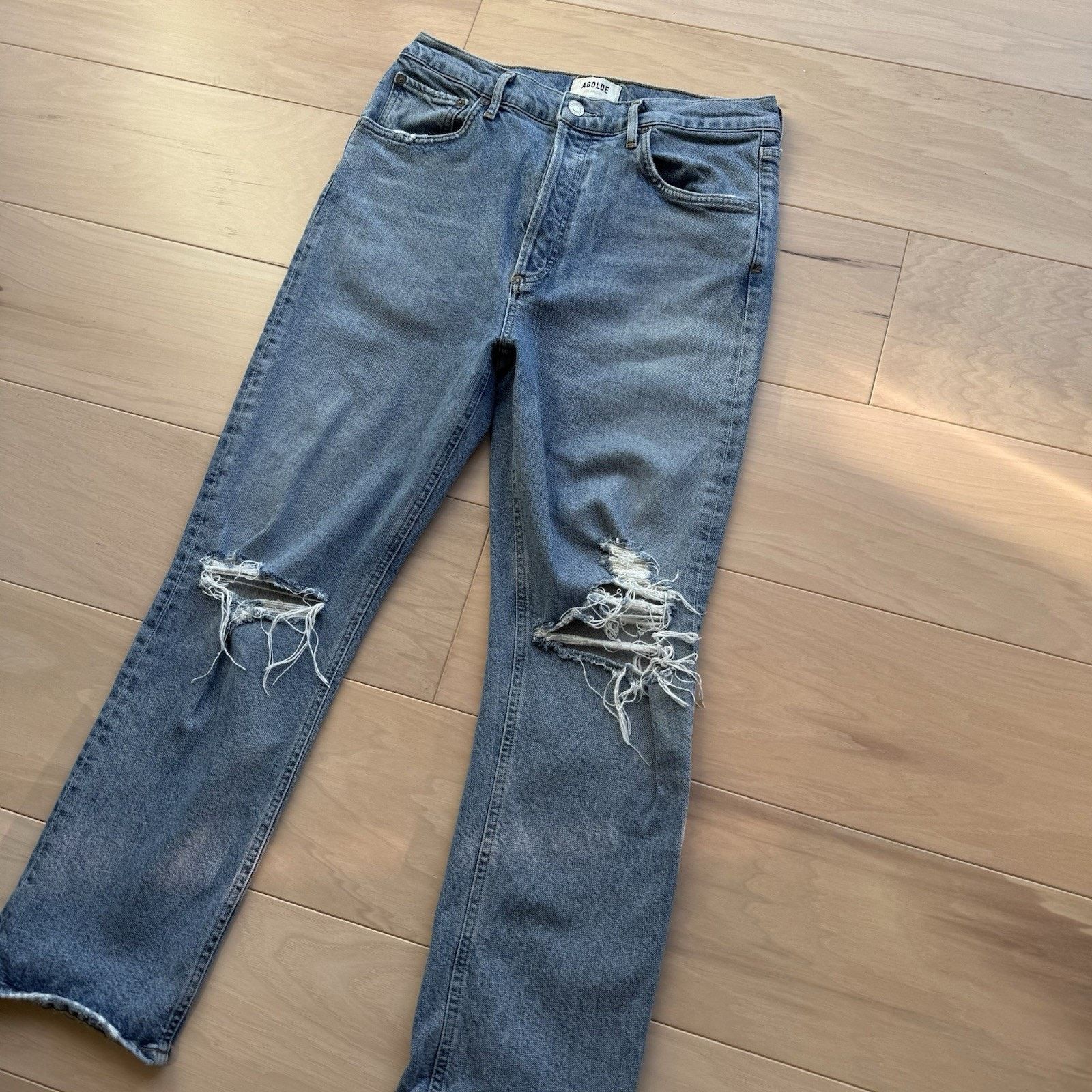 Agolde Agolde Riley Crop Jeans Women's 29 Blue High Rise Glam Size 29" - 9 Thumbnail