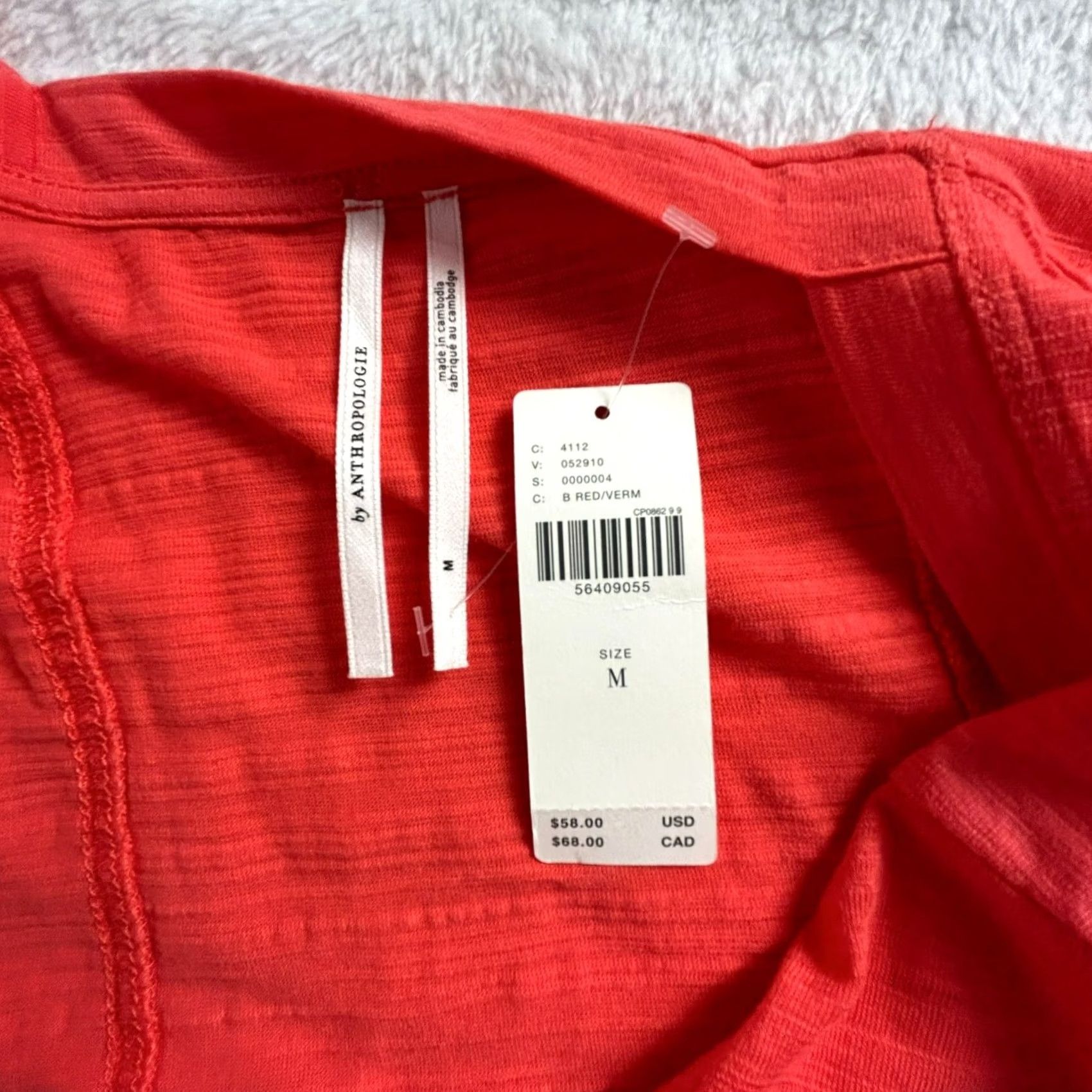 Anthropologie Anthropologie Women's Square Neck Short Sleeve Casual Blouse Red Medium NWT Size M / US 6-8 / IT 42-44 - 3 Thumbnail