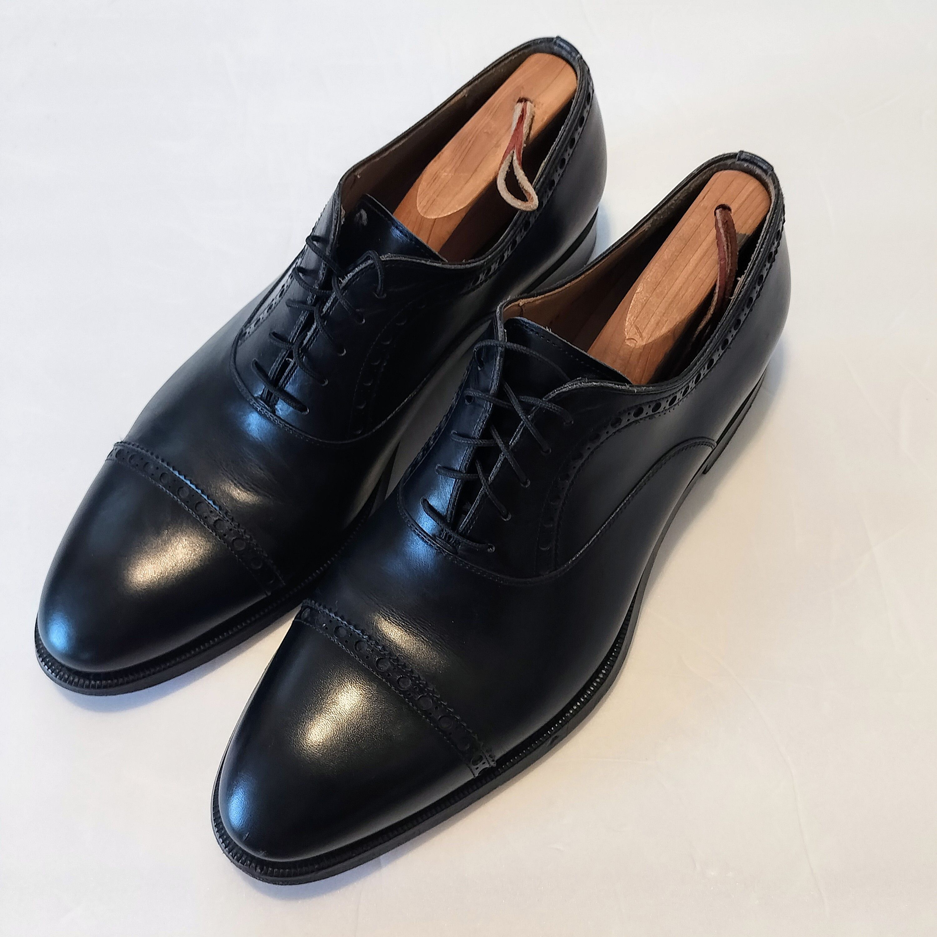 Magnanni Black Leather Cap Toe Oxford Size 12D Shoes, Men's