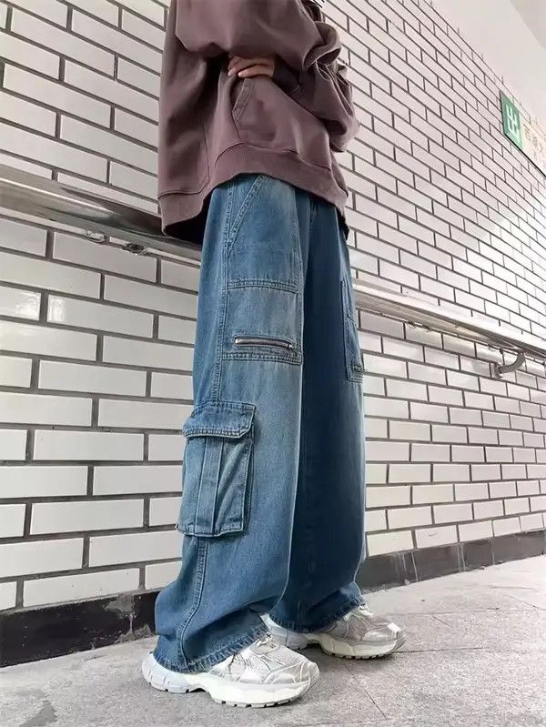 Japanese Brand Y2k Baggy Cargo Pants Denim Baggy Jeans Trousers Size US 28 / EU 44 - 3 Thumbnail