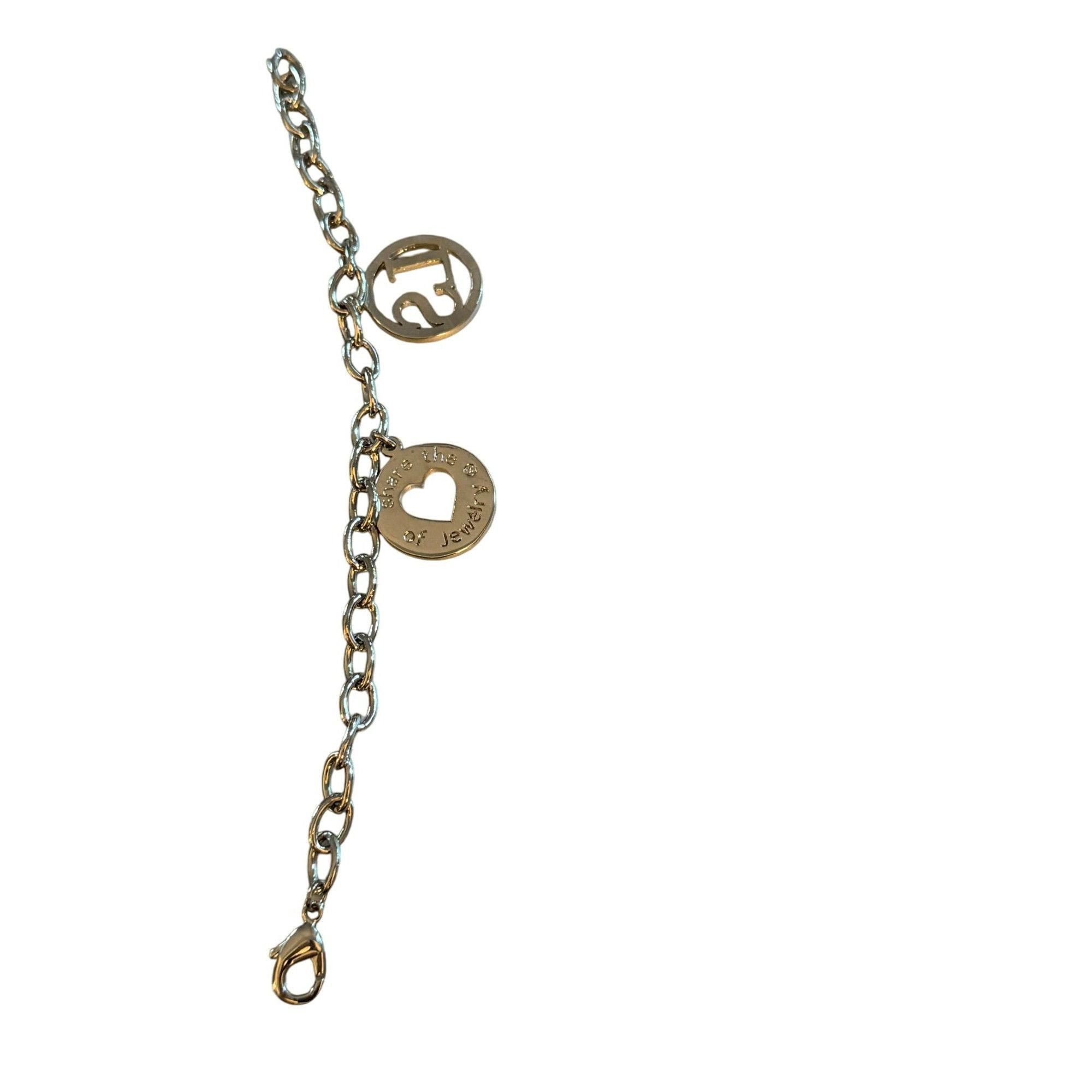 Other Silver Chain Bracelet With LS & Heart Charms Lobster Clasp C Size ONE SIZE - 5 Thumbnail