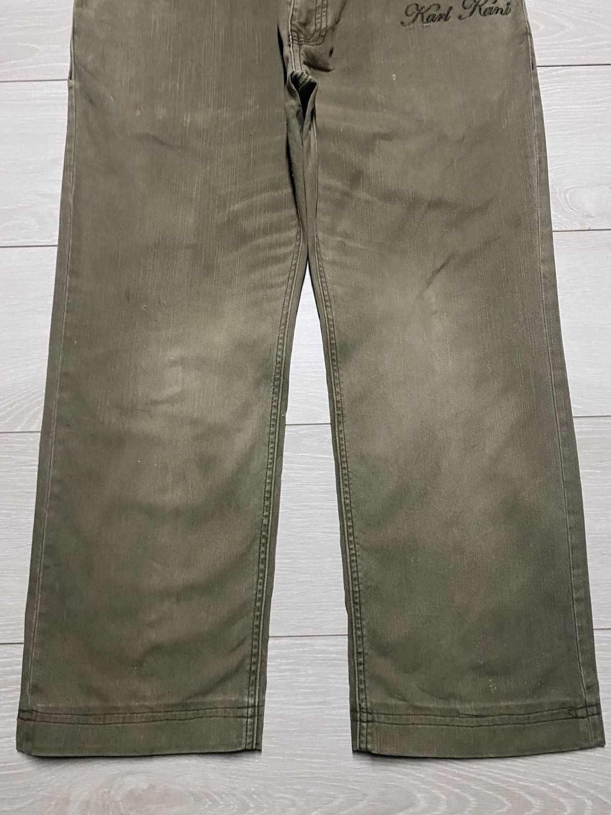 Japanese Brand Vintage Karl Kani Khaki Logo Embroidery Loose Jeans Size US 36 / EU 52 - 5 Thumbnail
