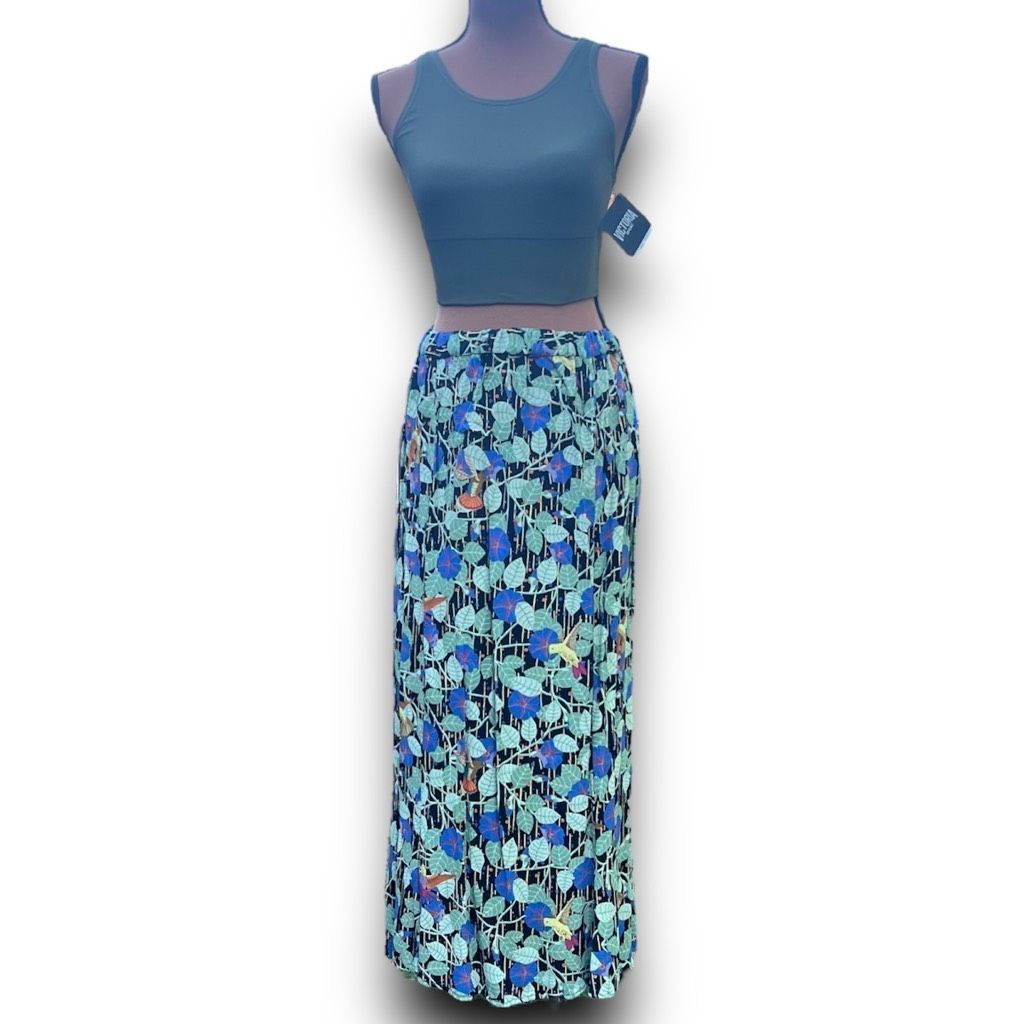 FLAX by Jeanne Engelhart Vintage Hummingbird Print Maxi Skirt Women’s Small