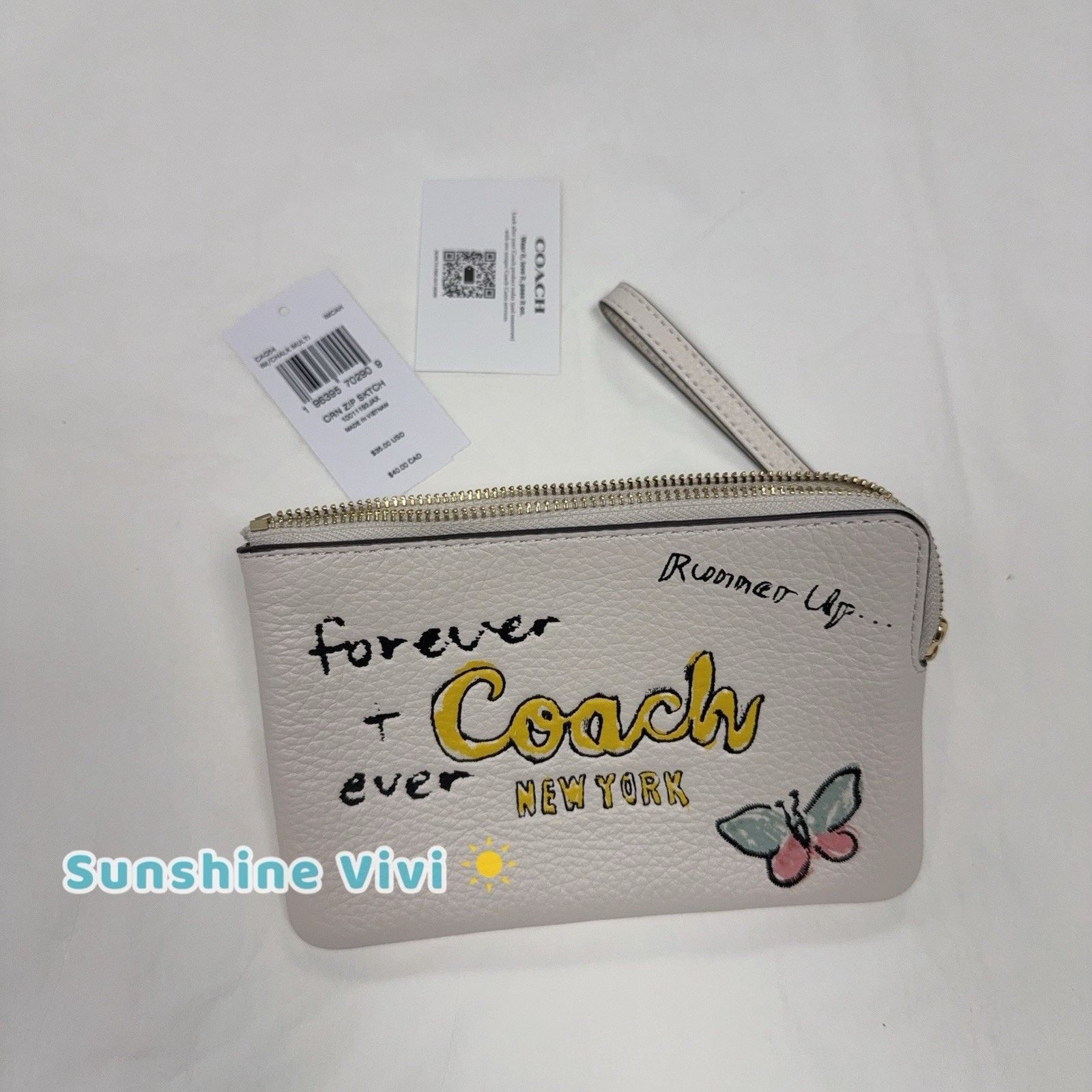 Coach NWT Coach Pebbled Leather Corner Zip Wristlet Sketch CAQ54 Size ONE SIZE - 1 Thumbnail