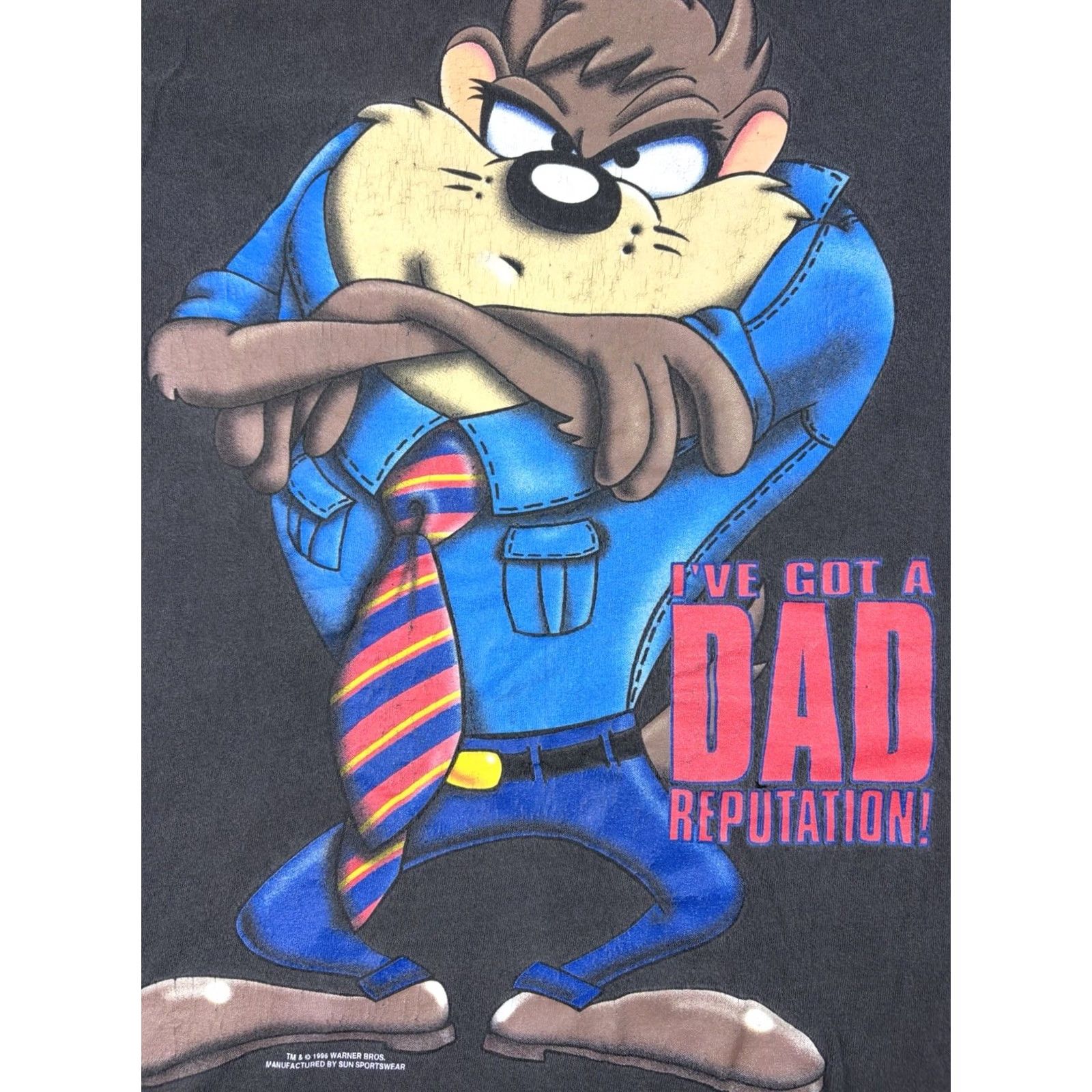 Vintage VINTAGE Looney Tunes Tasmanian Devil Taz T Shirt Dad 90s Black L Men Short Sleeve Crew Neck Cotton Shirt Mens Size US L / EU 52-54 / 3 - 2 Thumbnail