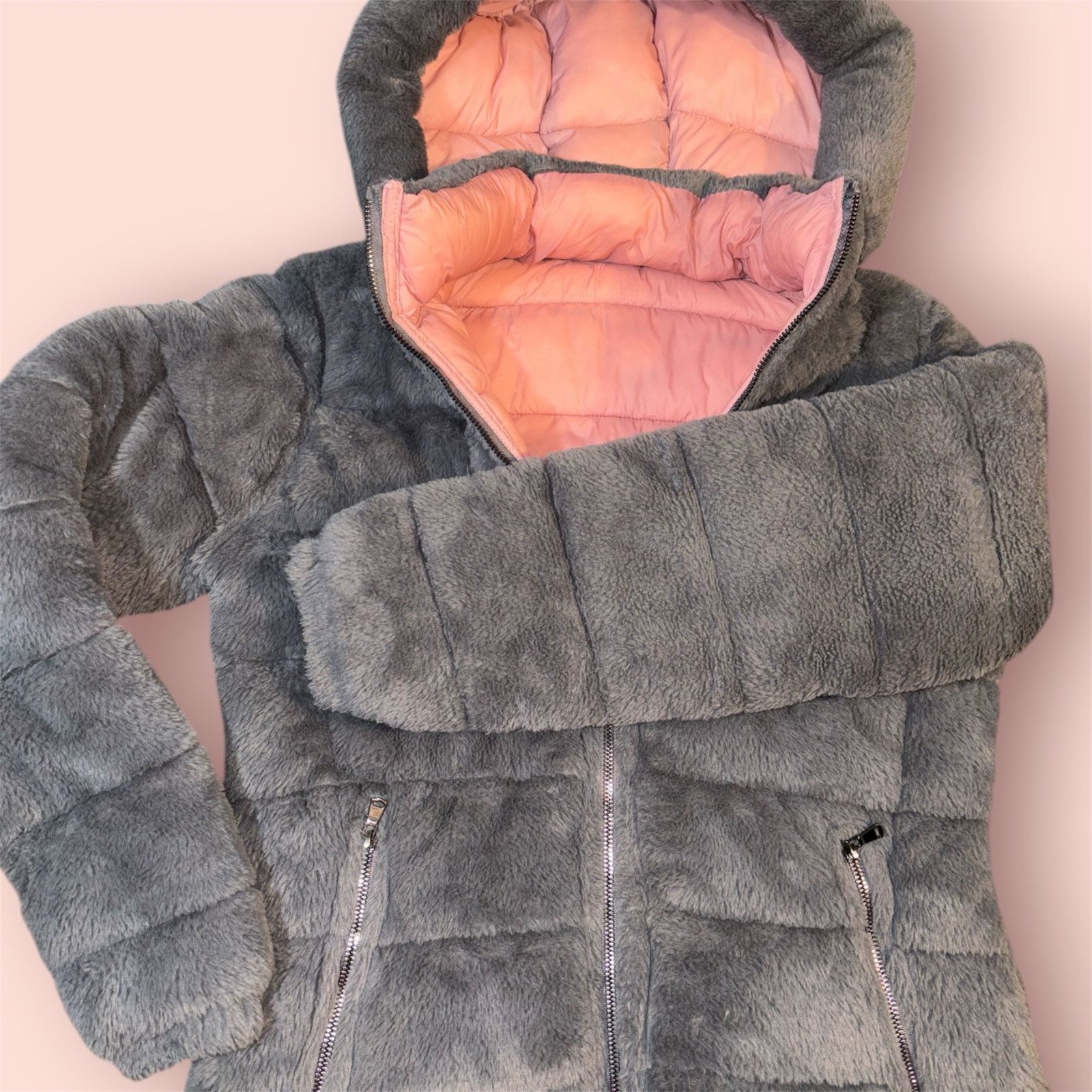 The Unbranded Brand Reversible Grey and Pink Puffer Jacket Size Small Size S / US 4 / IT 40 - 1 Thumbnail