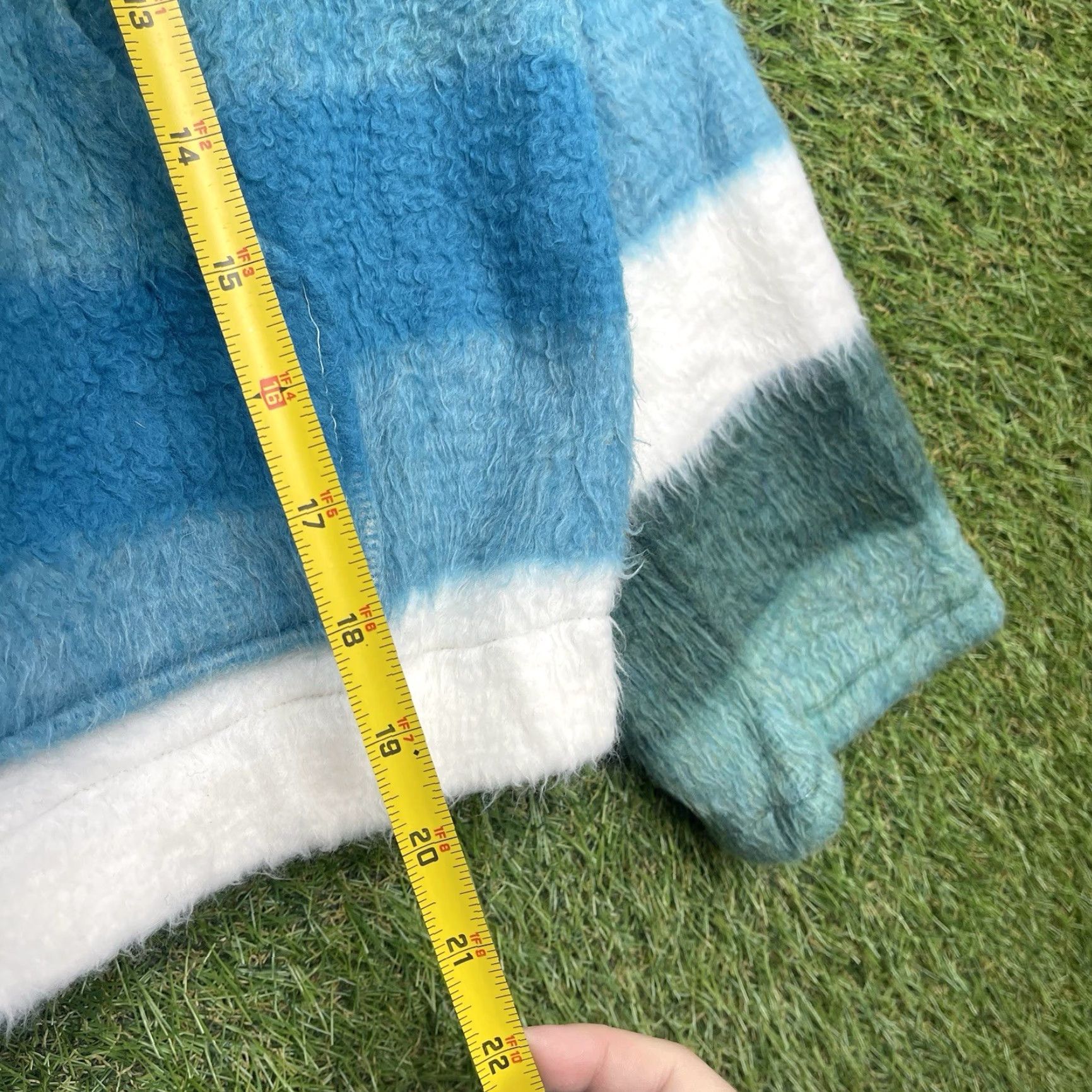 Vintage VINTAGE Montgomery Ward Jacket Womens M Fuzzy Striped Fleece 1/4 Zip Blue Wool? (Oops) Size M / US 6-8 / IT 42-44 - 7 Thumbnail