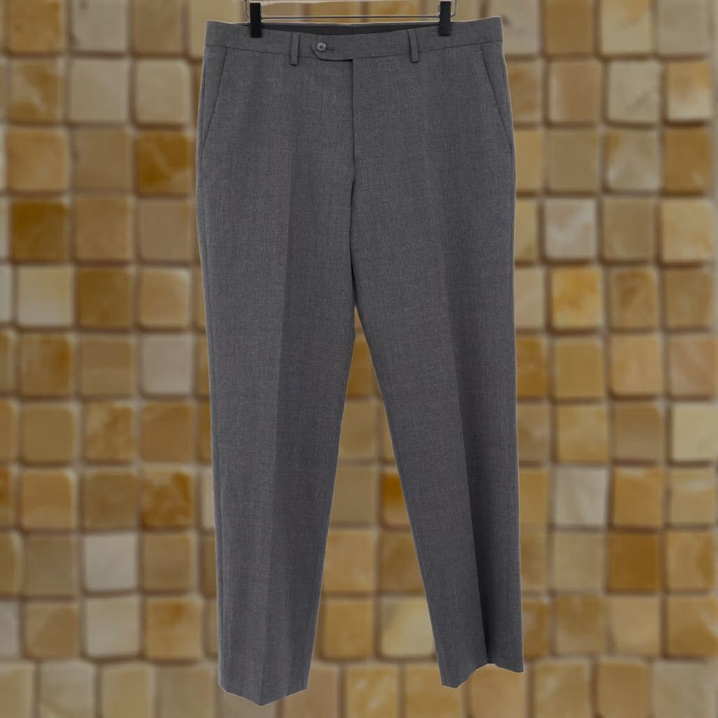 John Varvatos John Varvatos Men's Gray Wool Blend Dress Pants Sz 34 Slim, Regular Fit, Flat Front, 30" Inseam, Dry Clean, Solid, 34x30, Dress Pants, Gray, Men Size US 34 / EU 50 - 1 Thumbnail