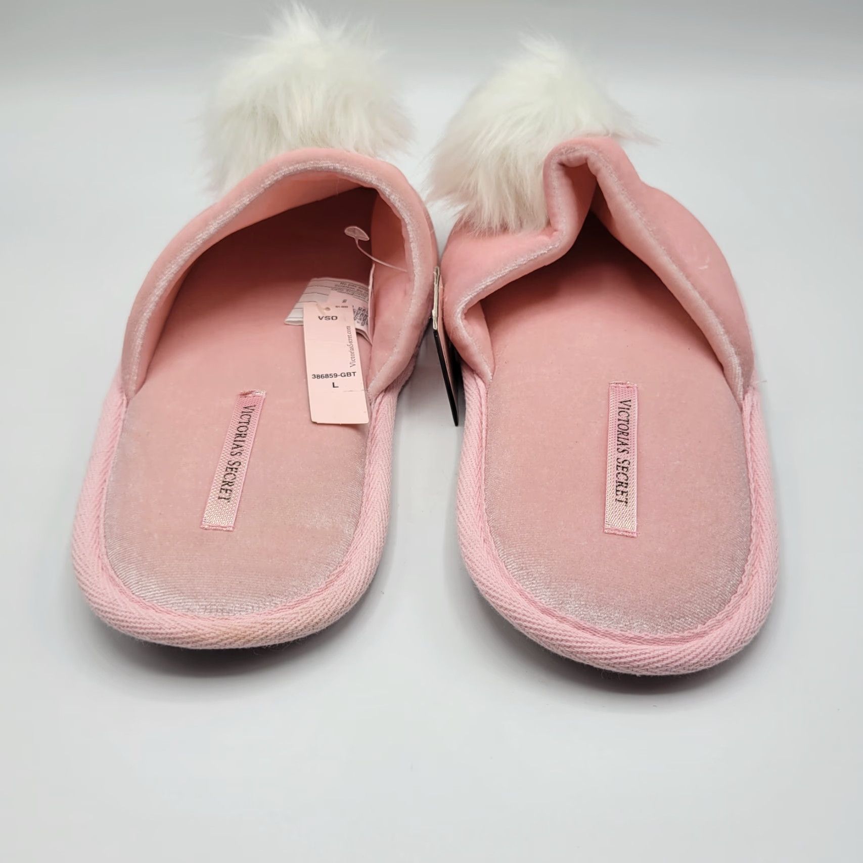 Victoria's Secret VINTAGE VS Victoria's Secret Slippers Women Pink 9-10 Pom Pom Spa Slippers Pink Womens Size ONE SIZE - 5 Thumbnail