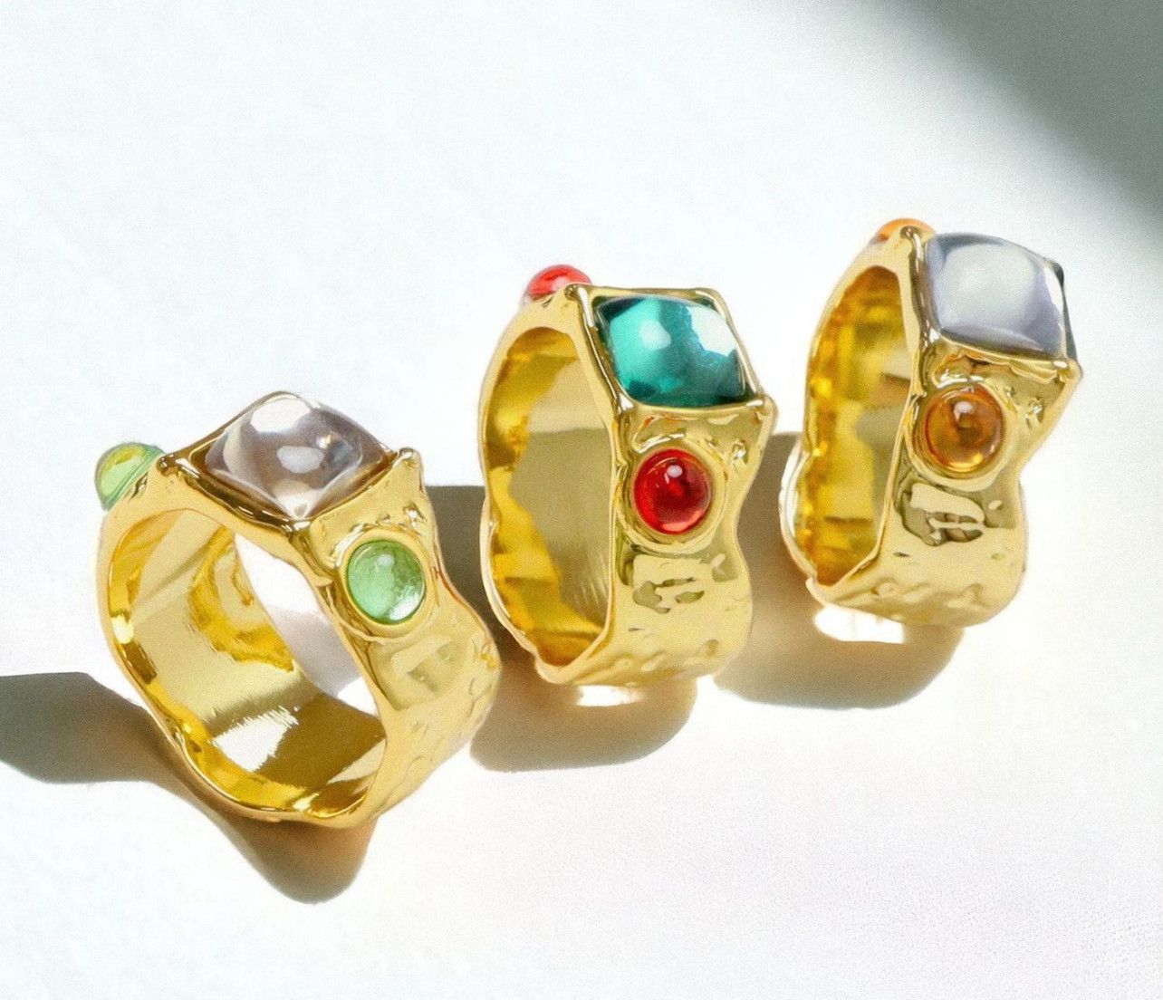 Other Irregular Chunky Ring Gold, Boho Maximalistlist Ring Set Size ONE SIZE - 1 Thumbnail