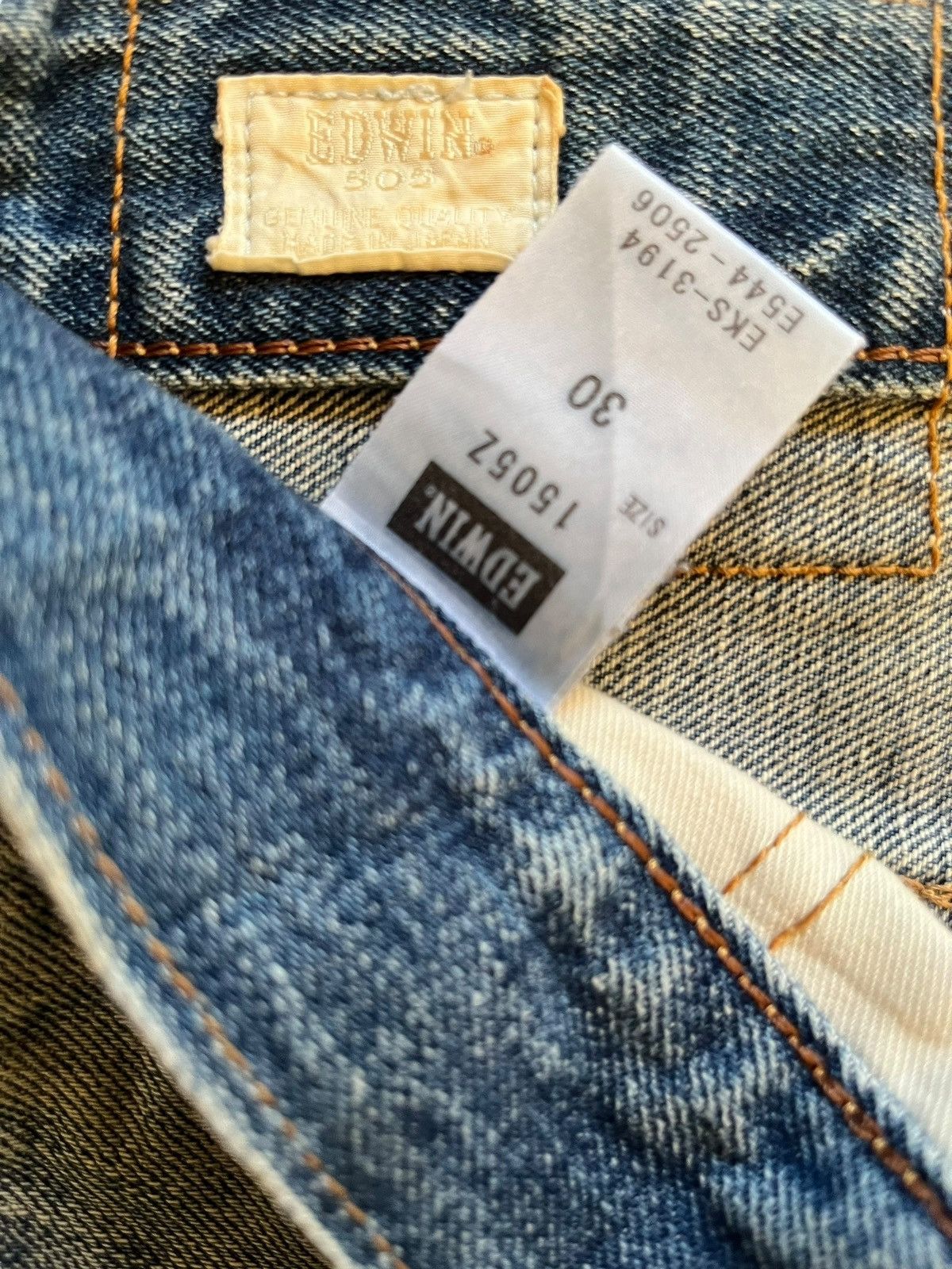 Edwin Vintage Japanese Edwin 505Z Selvedge Distressed Baggy Jeans Size US 33 - 10 Thumbnail