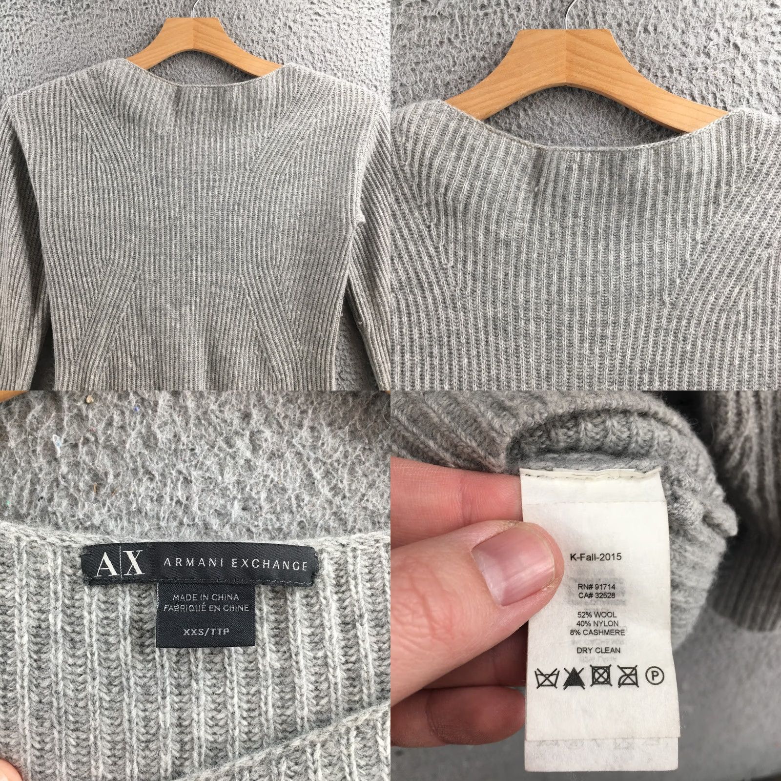 Armani Exchange Armani Exchange Pullover Sweater Womens XXS Grey Wool Blend Knit Long Sleeve Crew Neck Pullover Casual All Seasons Womens Size XXS / US 00 / IT 34 - 8 Thumbnail