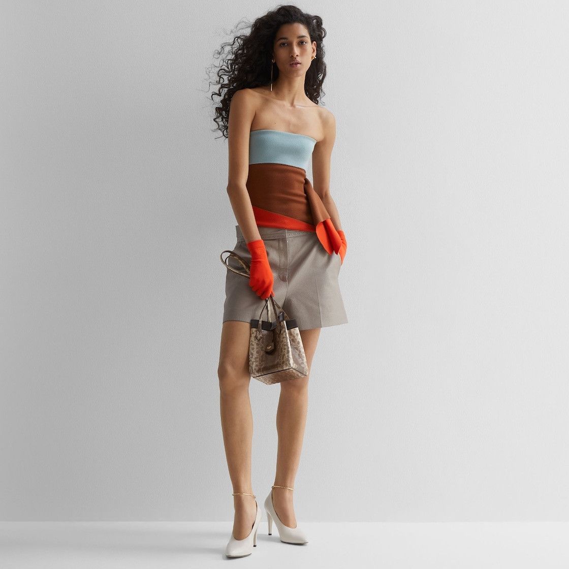Fendi o1loc1c1225 FZXB2 Fitted Bustier Top in Hazel/Pale Blue Size M / US 6-8 / IT 42-44 - 3 Thumbnail
