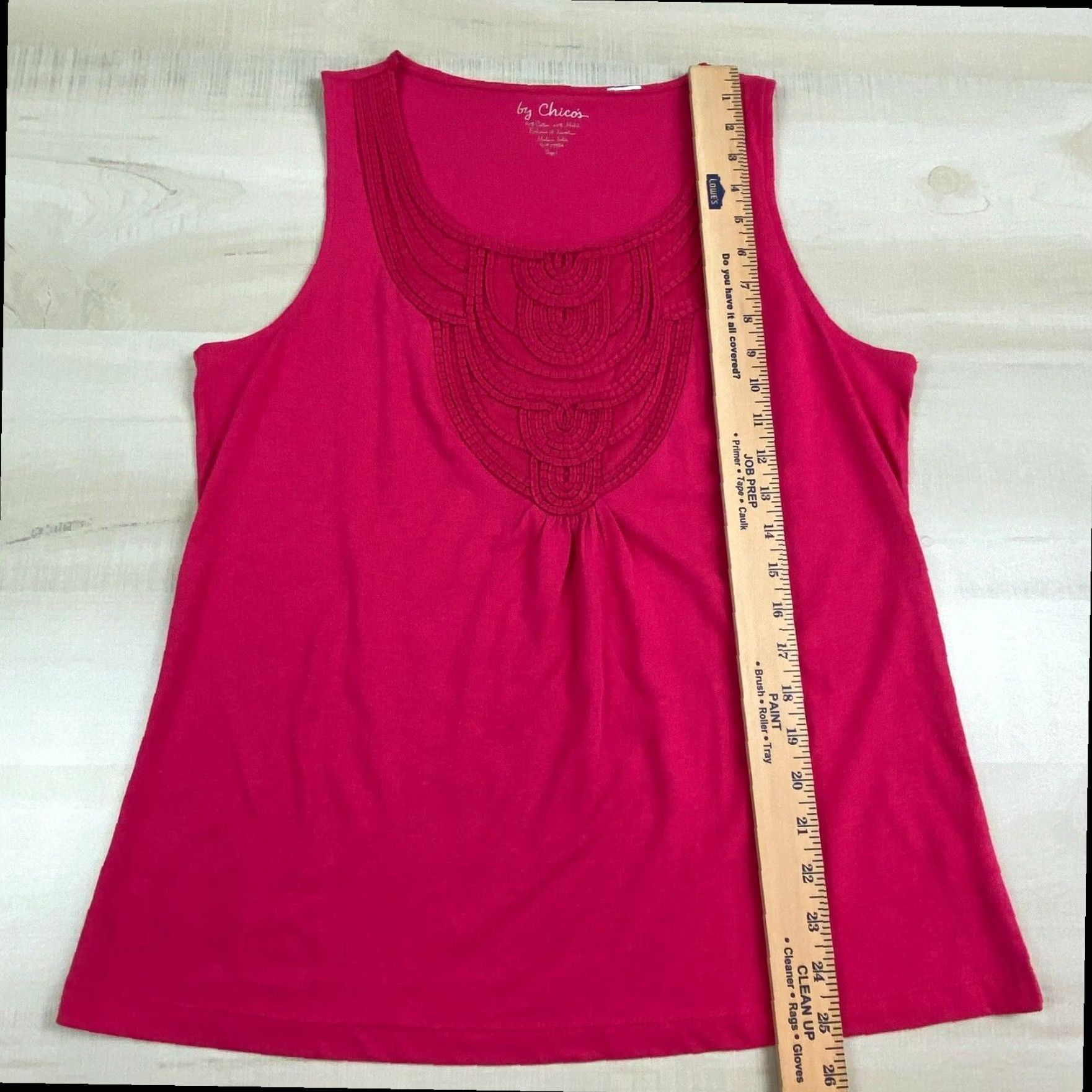 Vintage Chicos Womens Pink Tank Top Small Embellished Bodice Sleeveless Shirt Soft Cotton Size S / US 4 / IT 40 - 6 Thumbnail