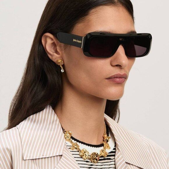 Palm Angels Palm Angels PERI102 WILLOW 1007 Sunglasses Black Rectangle Size ONE SIZE - 2 Thumbnail