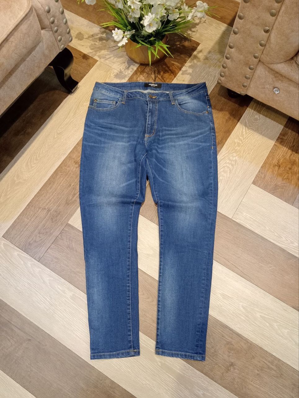 Japanese Brand JAPANESE 1PIU1UGUALE3 RELAX BLUE STRETCH PANTS Size US 35 - 1 Thumbnail
