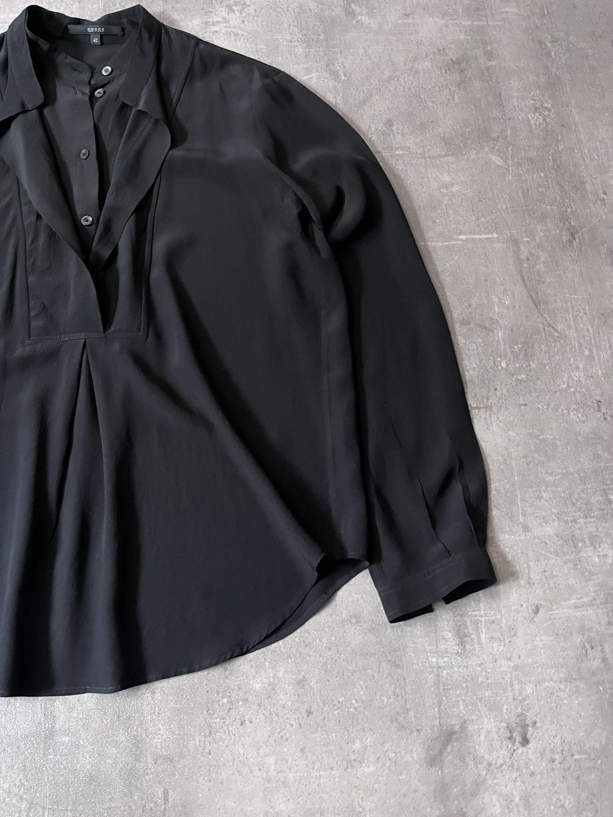 Gucci Gucci double collar silk shirt women black Size M / US 6-8 / IT 42-44 - 3 Thumbnail