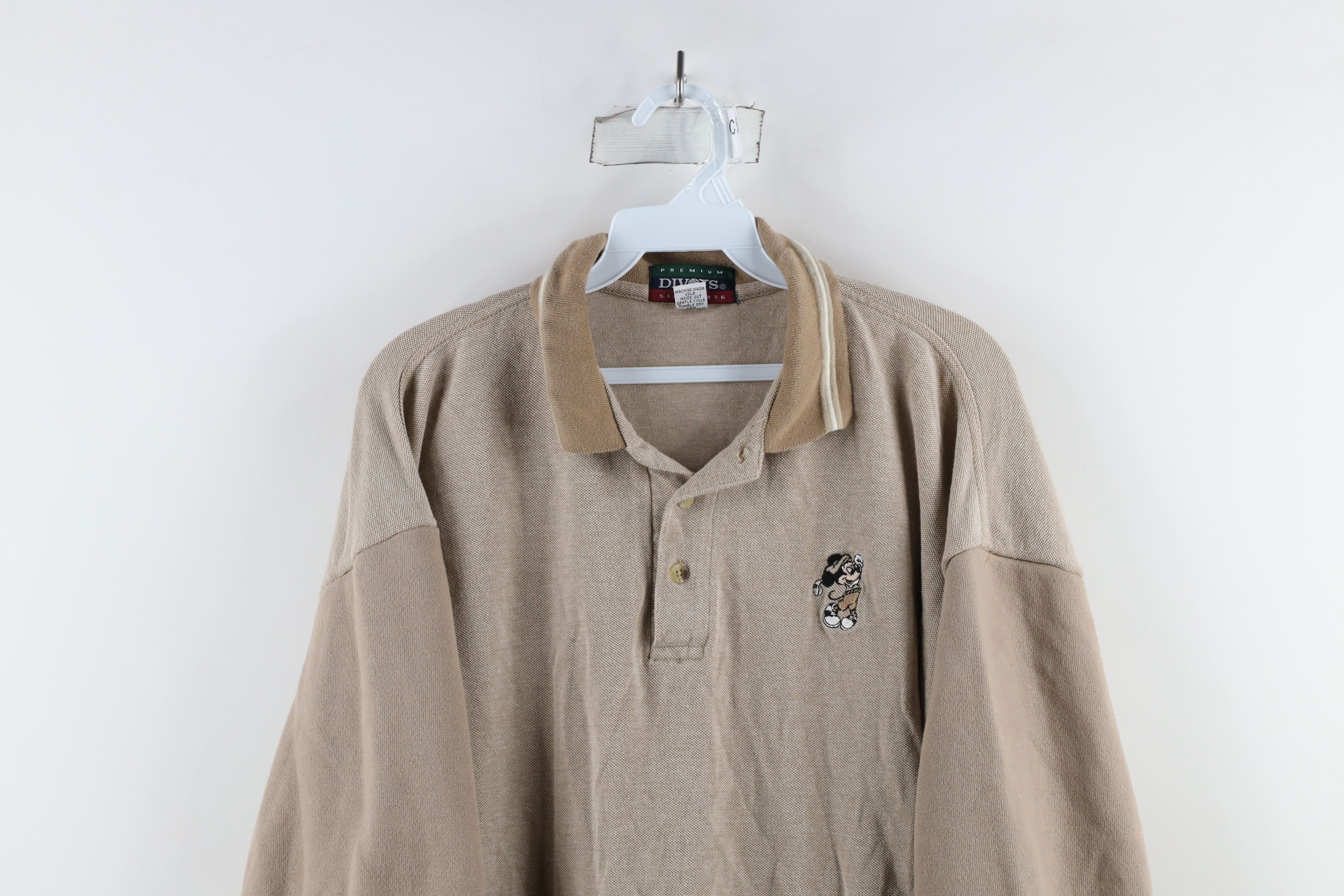 Vintage Vintage 90s Mickey Mouse Collared Long Sleeve Polo Beige Size US XXL / EU 58 / 5 - 2 Thumbnail