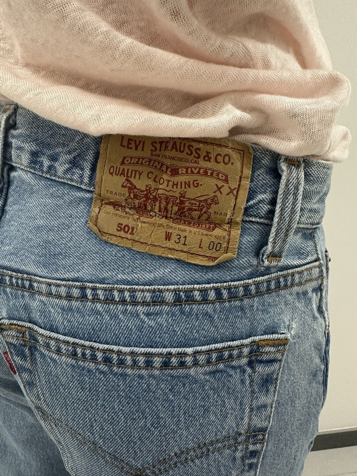 Levi's Levis 501 Womens Denim Bermuda Long Blue Shorts made in USA Size 31" - 11 Thumbnail