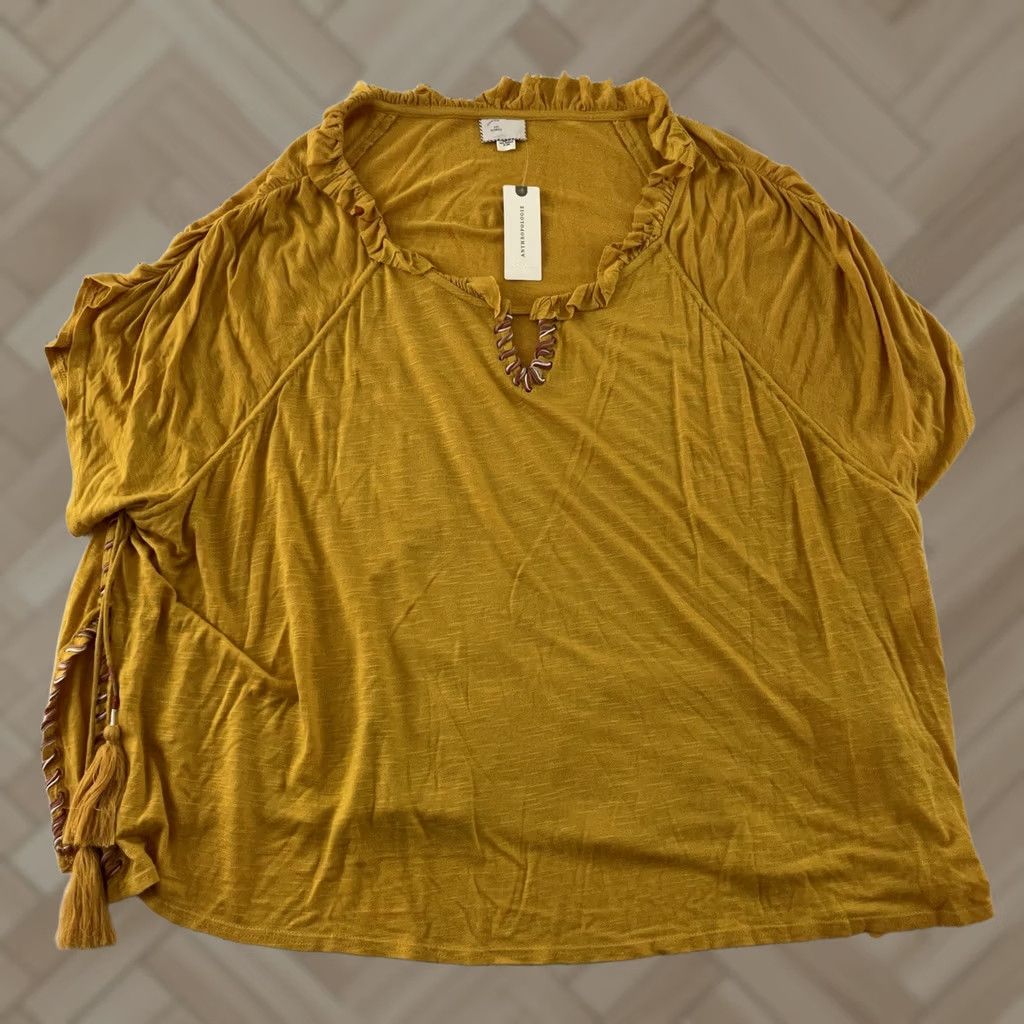 Anthropologie VINTAGE Anthropologie Gold Blouse Short Sleeve XXS Women’s Blouse Top Womens Gold 90s Concert (If applicable) Size XXS / US 00 / IT 34 - 1 Thumbnail