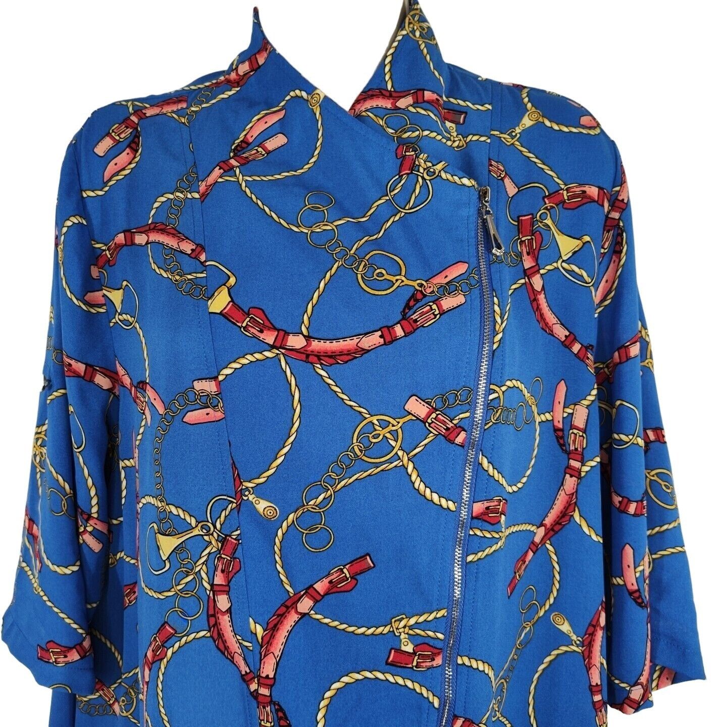 Other Feratelli Blue Equestrian Zip Tunic Top High Neck Size L Size L / US 10 / IT 46 - 2 Thumbnail