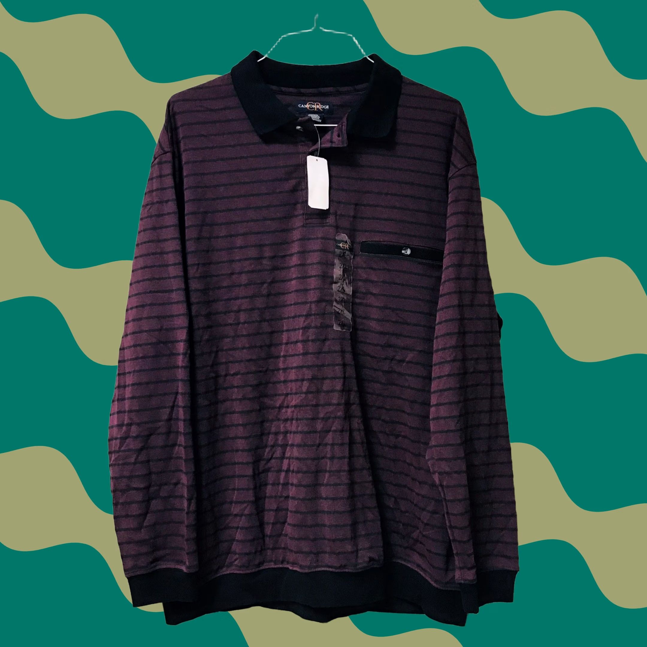Vintage Canyon Ridge Men Stripe 1/4 Button Casual Long Sleeve Rugby Jersey Shirt 2XL Size US XXL / EU 58 / 5 - 1 Thumbnail