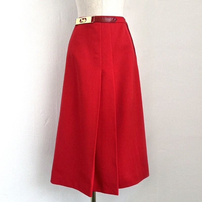 Celine Celine Vintage Carriage Buckle Belt Red Skirt Size 27" / US 4 / IT 40 - 2 Thumbnail