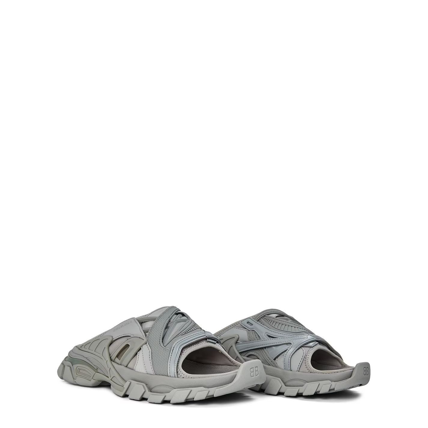 Balenciaga o1g2r1mq0226 Track Slide Flat Sandals In Grey Size US 7 / EU 40 - 3 Thumbnail