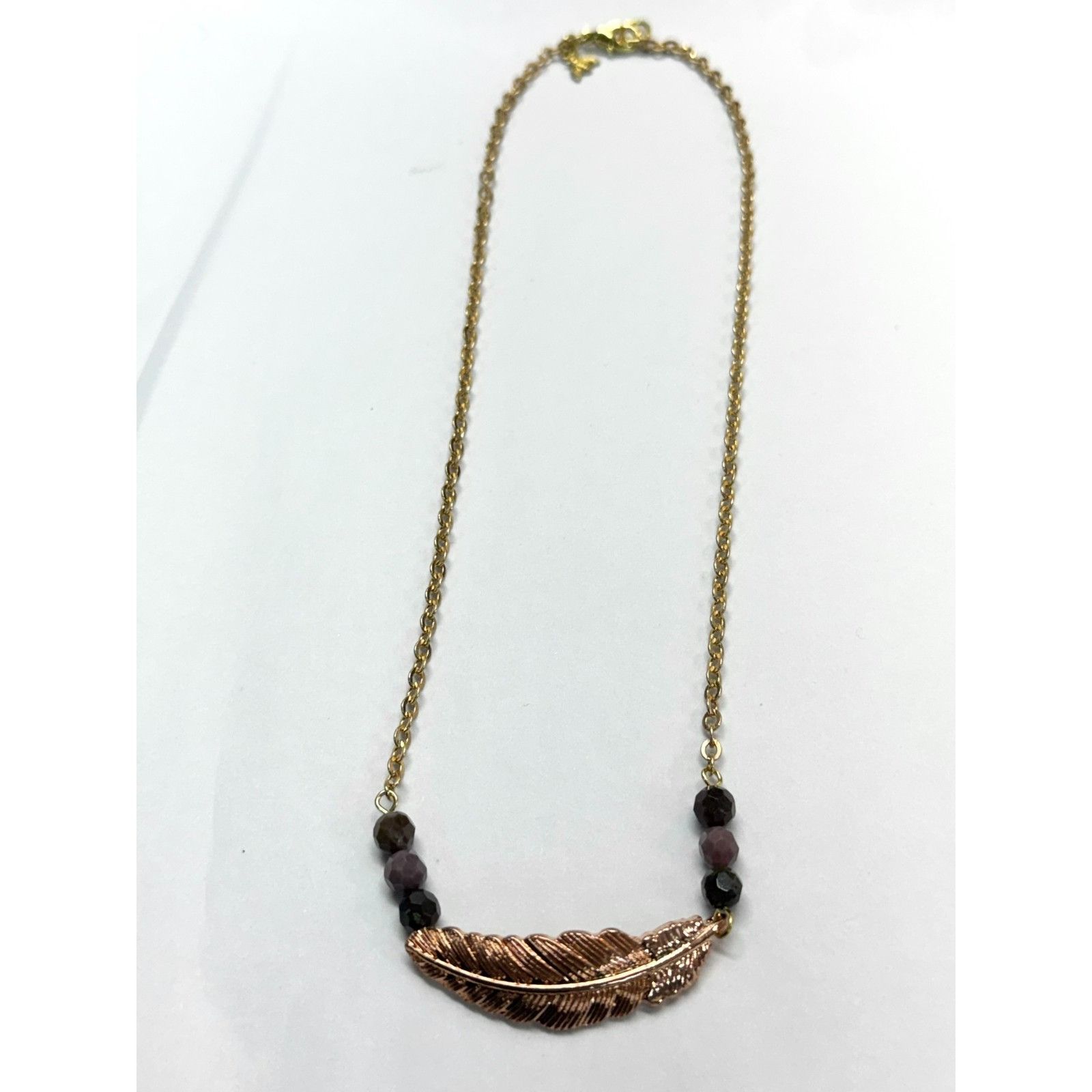 Vintage Vintage feather purple semi precious bead necklace Size ONE SIZE - 4 Thumbnail