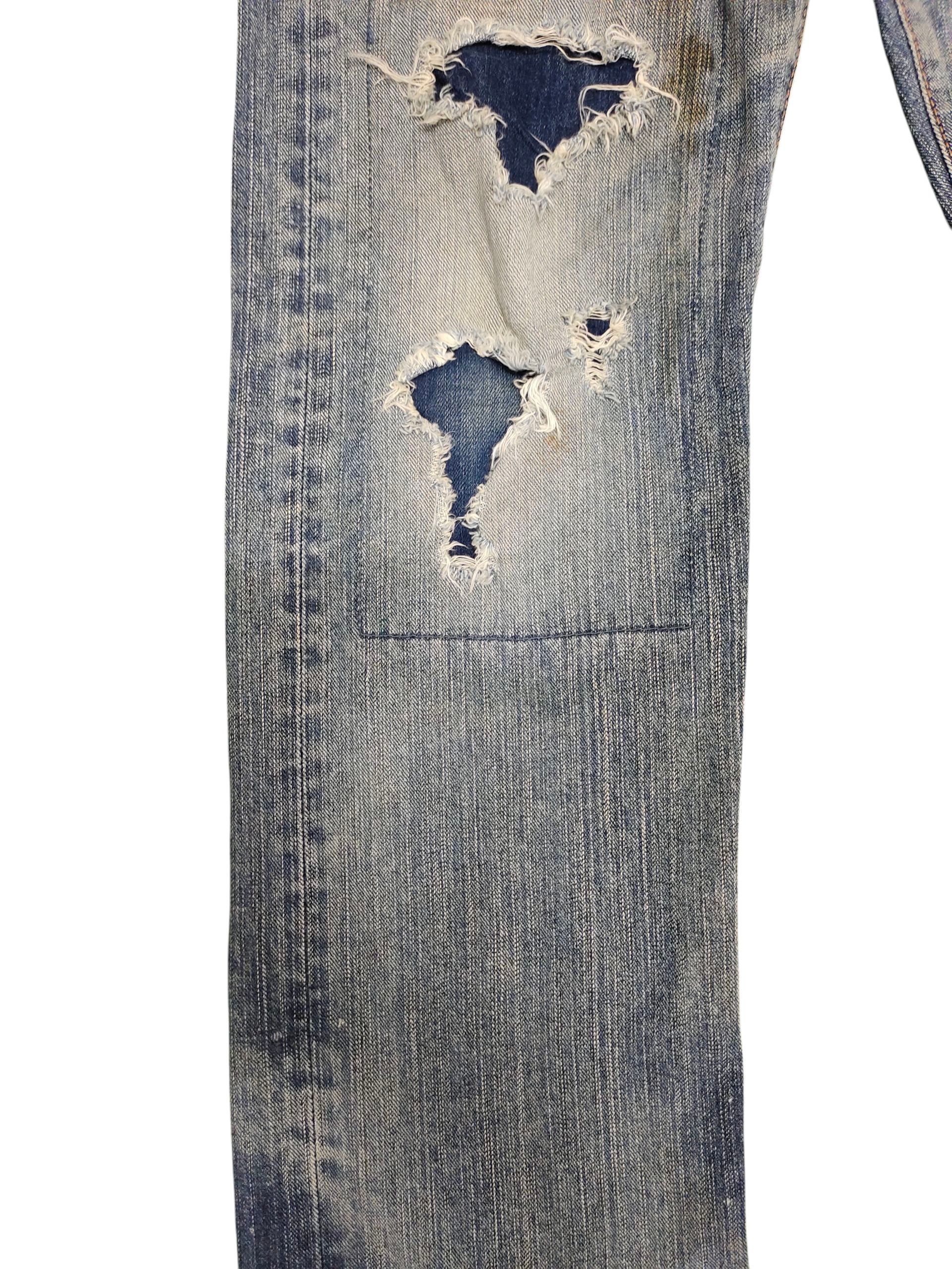 Kapital Vintage 90s Edwin Boro Patchwork Clawmark Distress Jeans Size US 30 / EU 46 - 4 Thumbnail
