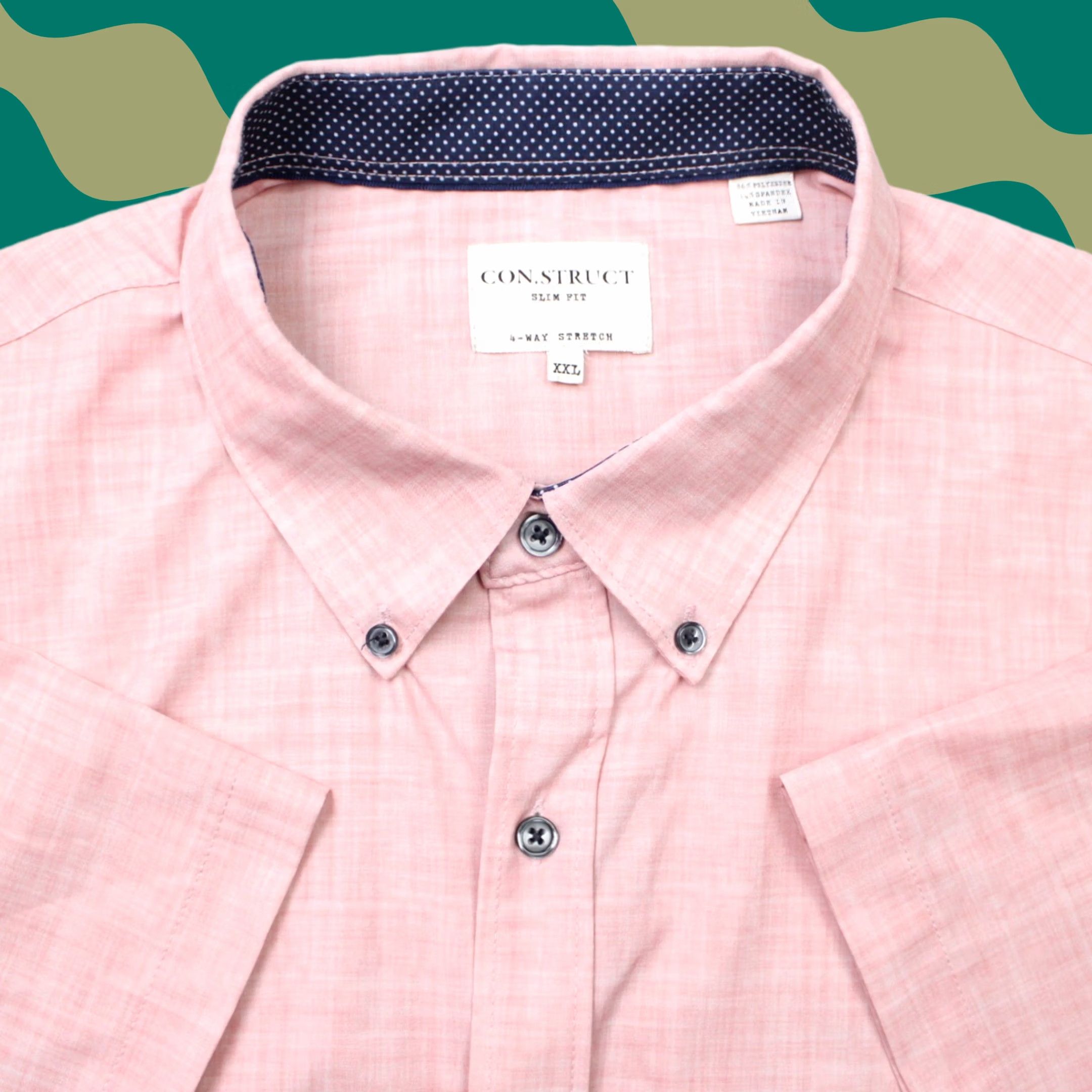 Pinko Construct Shirt Men 2XL XXL Pink Slim Fit 4-Way Stretch Short Sleeve Button Down Size US XXL / EU 58 / 5 - 1 Thumbnail