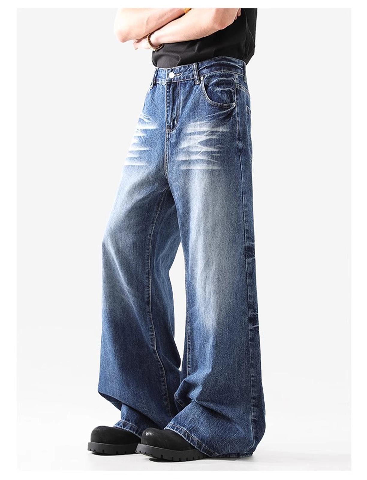 Japanese Brand Wide-Leg Washed Denim Jeans Size US 32 / EU 48 - 5 Thumbnail