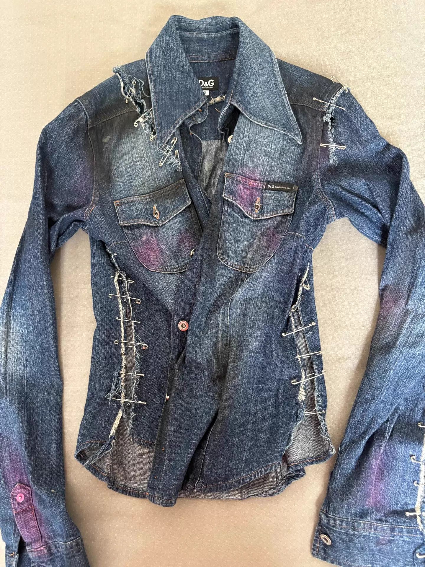 Dolce & Gabbana DOLCE & GABBANA Vintage Punk Pin Denim Shirt Jacket Size US S / EU 44-46 / 1 - 6 Thumbnail