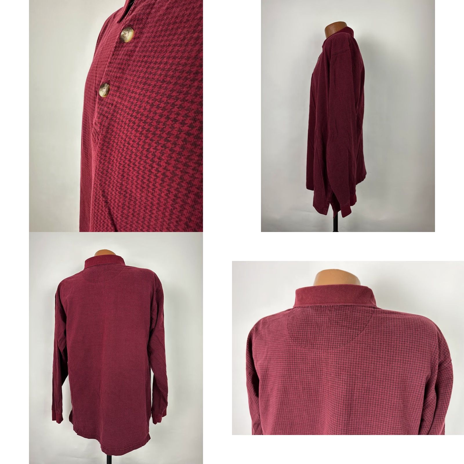Eddie Bauer VINTAGE Eddie Bauer Polo Shirt Men L Red Houndstooth Heavyweight Oversized 90s Casual Golf Preppy Sports Outdoor Mens Polo Size US L / EU 52-54 / 3 - 8 Thumbnail