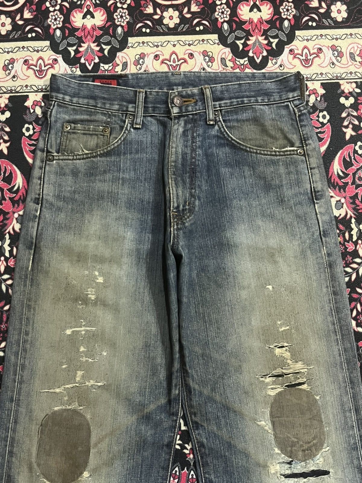 Kapital ⚡️Distressed⚡️Vintage Edwin 503w Blue Washed Ripped Patch Jean Size US 28 / EU 44 - 4 Thumbnail