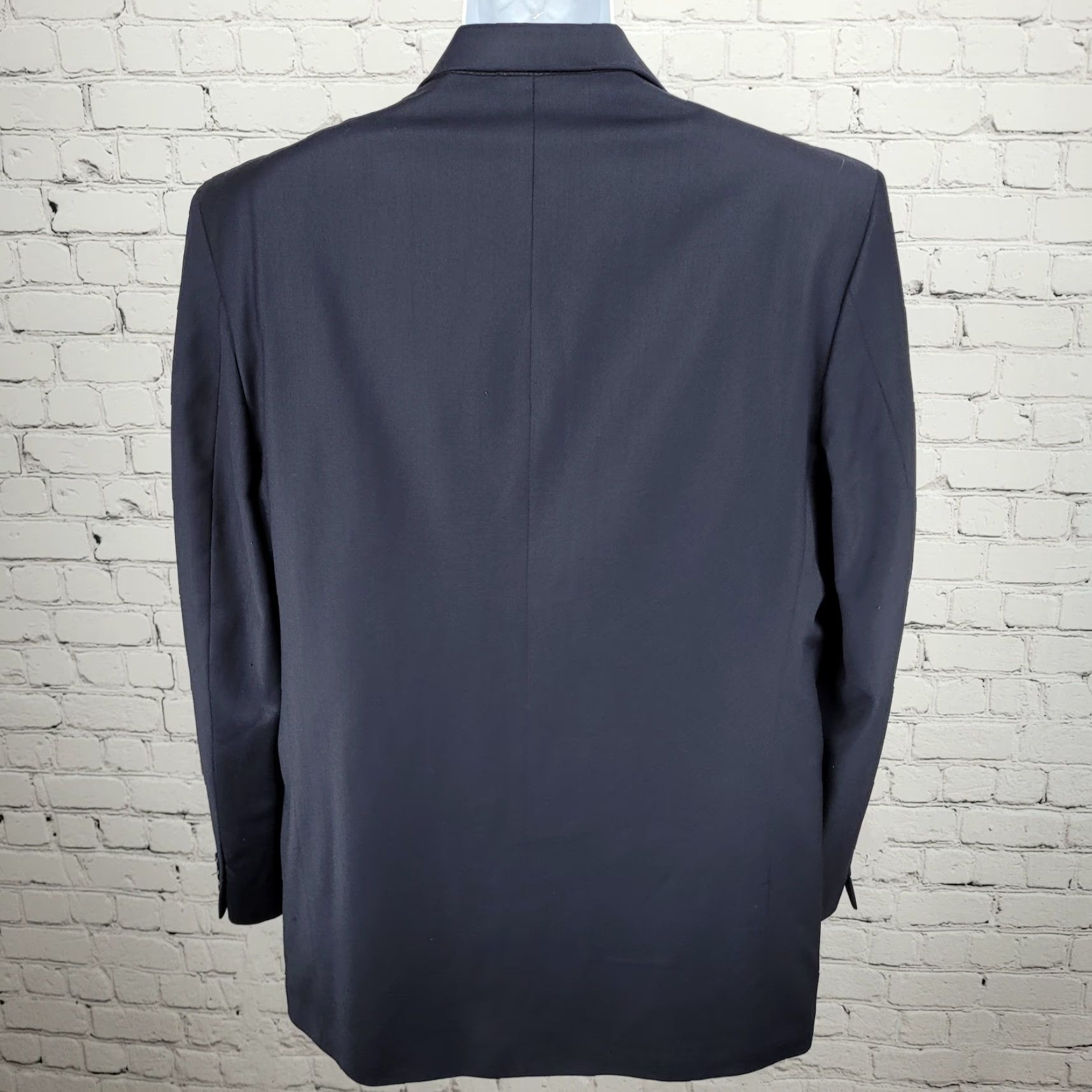 Oleg Cassini Oleg Cassini Navy 100% Wool 3 Button Ventless Notch Blazer Sport Coat 42L Size 42R - 2 Thumbnail