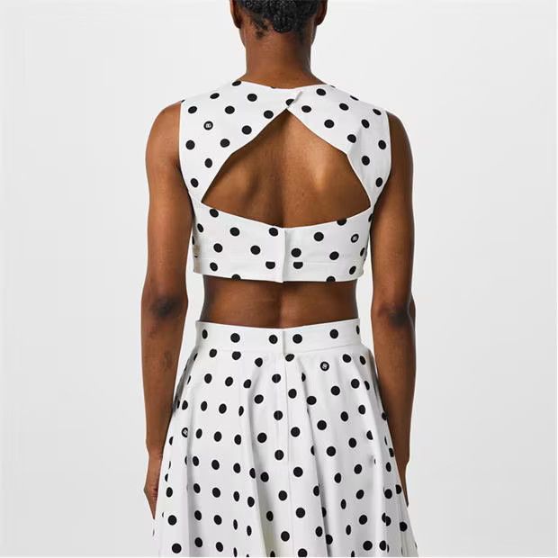 Dolce & Gabbana o1g2r1mq1024 Polka Crop Top in Bianco & Black Size XL / US 12-14 / IT 48-50 - 5 Thumbnail