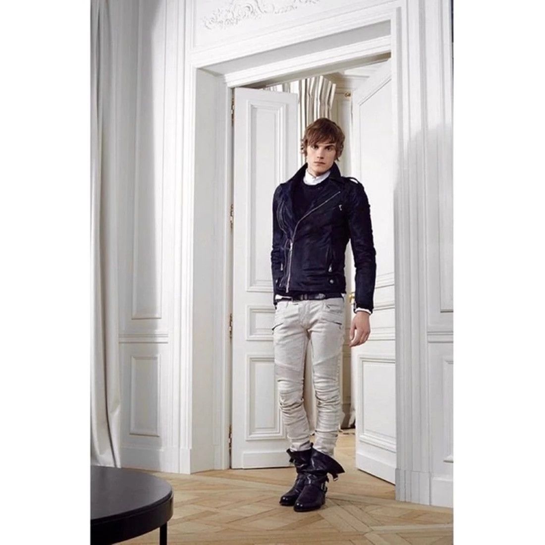 Balmain Balmain Paris Midnight Blue Black Calf Hair Leather Biker Size US M / EU 48-50 / 2 - 4 Thumbnail