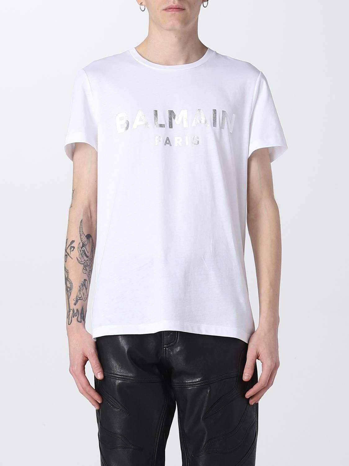 Balmain o1y0426 Logo Crewneck T-Shirt in White Size US XL / EU 56 / 4 - 1 Thumbnail