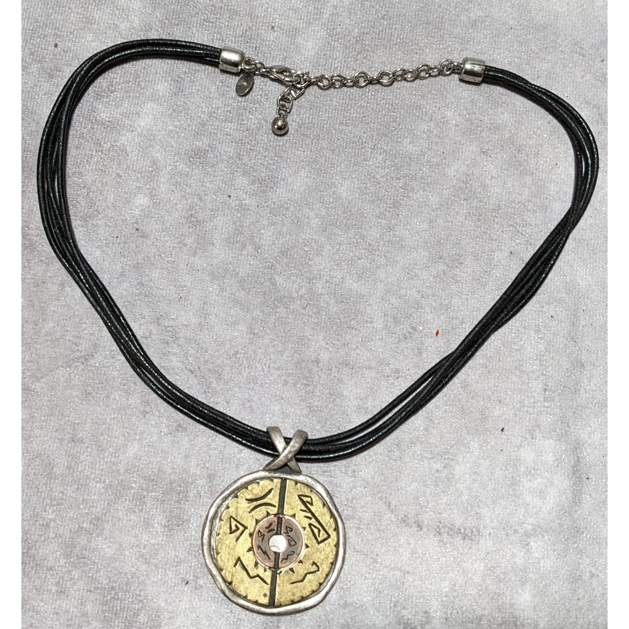 Chicos Chico's Vintage Brutalist Mixed Metal Pendant Necklace Size ONE SIZE - 12 Thumbnail
