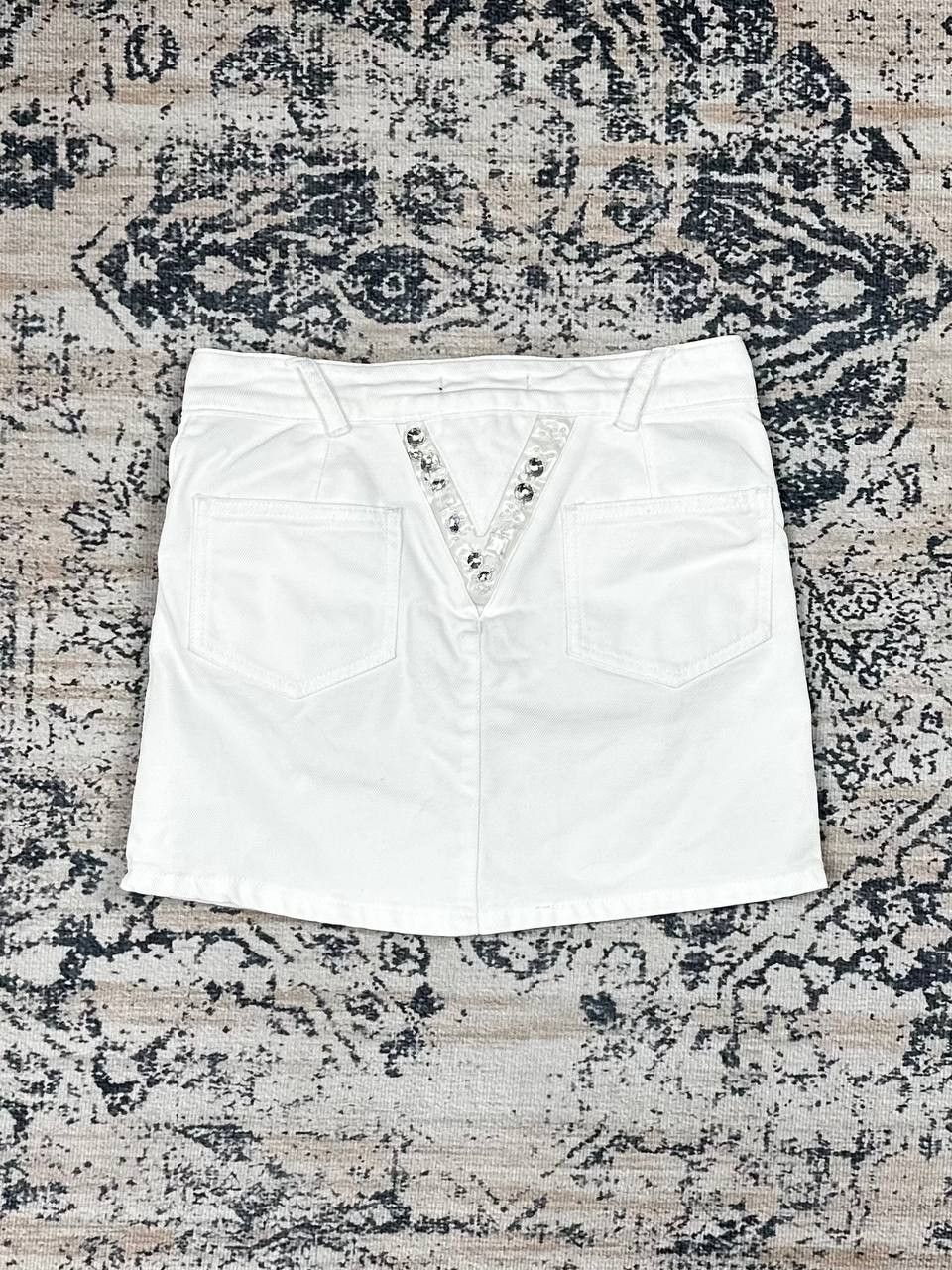 Versace Versace Summer White Denim Y2K Mini Skirt Size 25" / US 0 / IT 36 - 11 Thumbnail