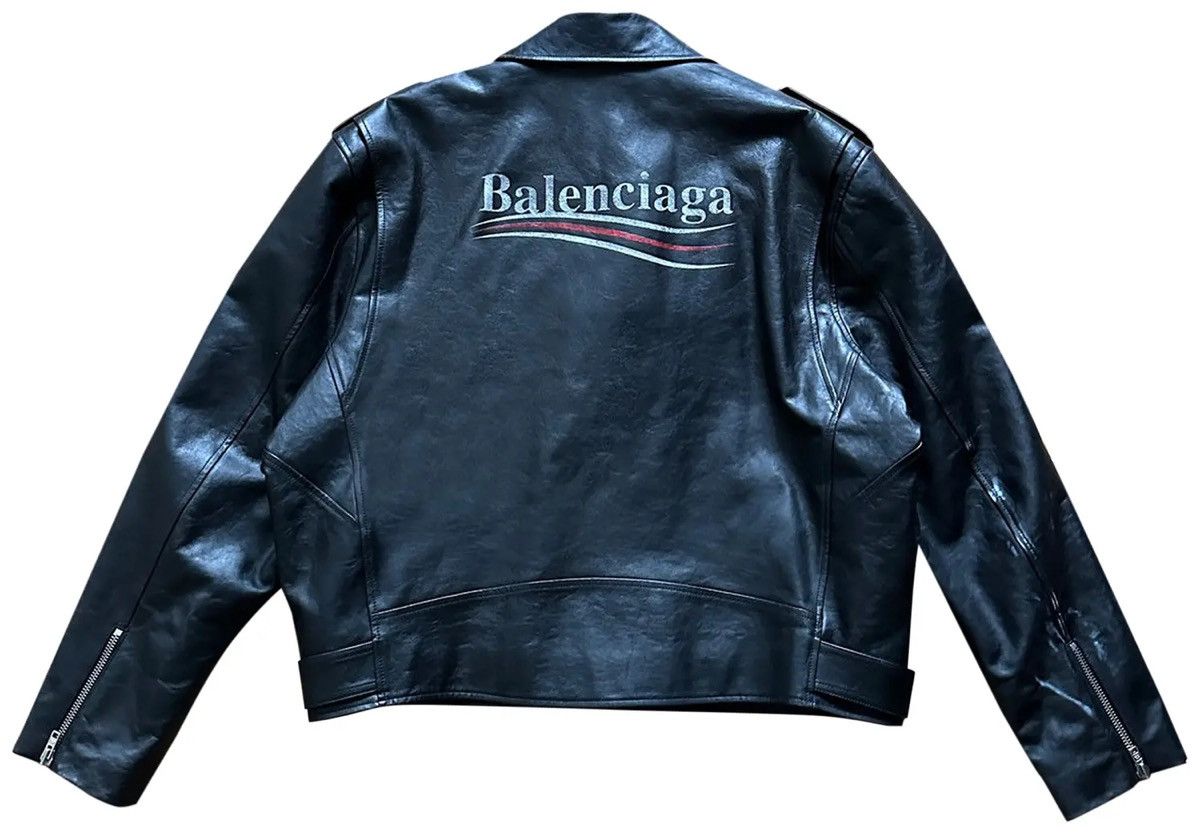 Balenciaga BALENCIAGA FW19 BLACK CAMPAIGN LOGO BIKER LEATHERJACKET Size US L / EU 52-54 / 3 - 2 Thumbnail