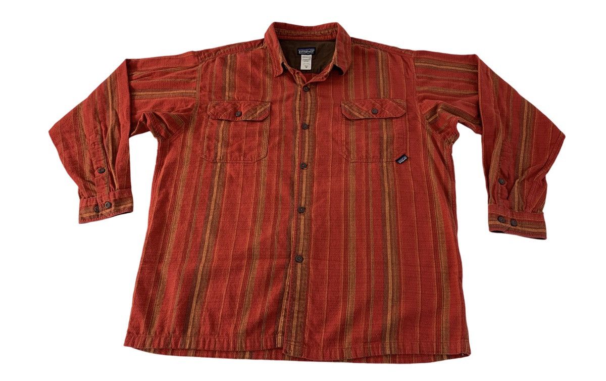 Patagonia Patagonia Red Stripe Cotton Stonewash Flannel Double Pockets Size US XL / EU 56 / 4 - 1 Thumbnail
