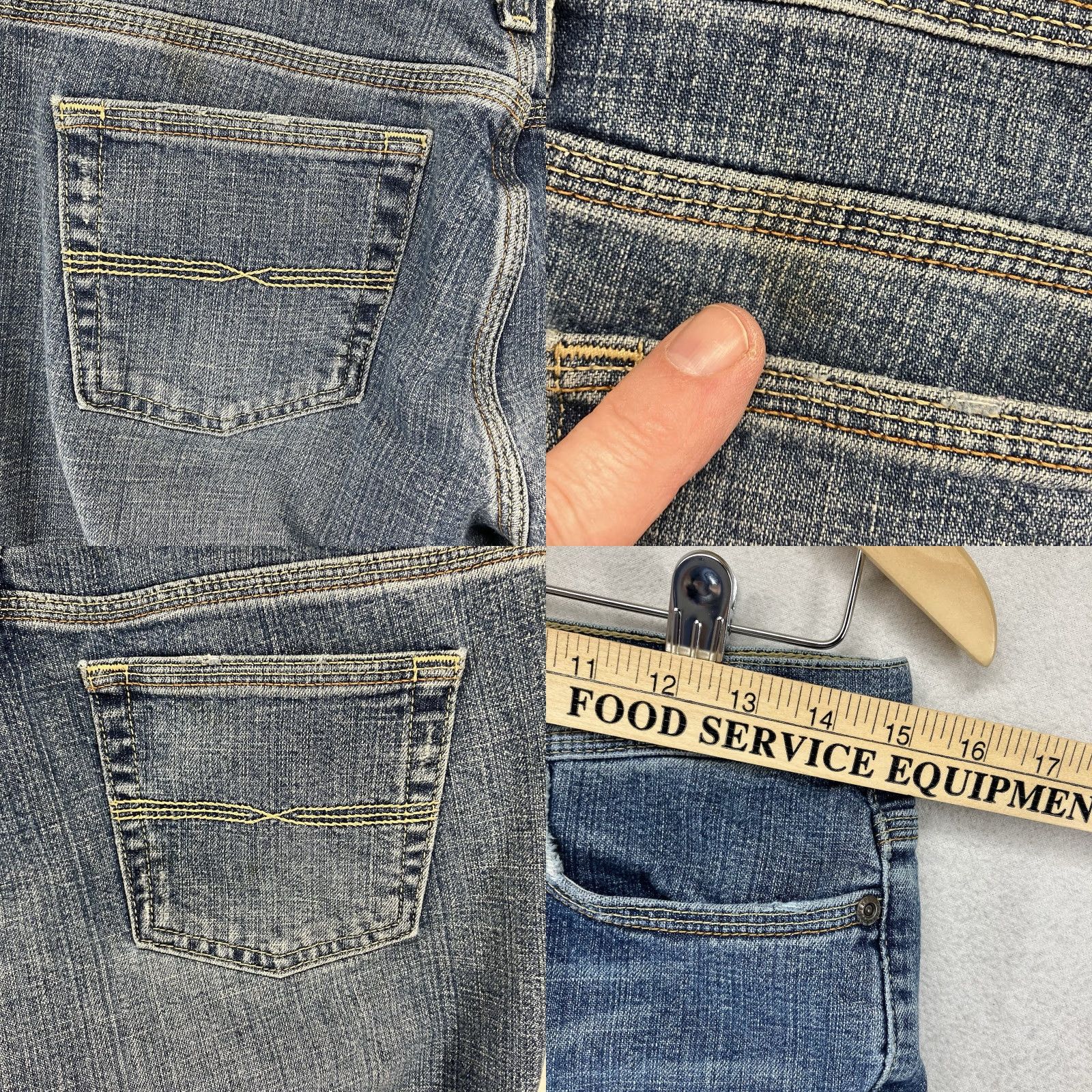 Express VINTAGE Express Jeans Flared Women 6 Regular 30x31 Blue Denim Low Slung y2k Heavy Stitch 5-Pocket Zip Growth Comfort Stretch Size 28" / US 6 / IT 42 - 10 Thumbnail
