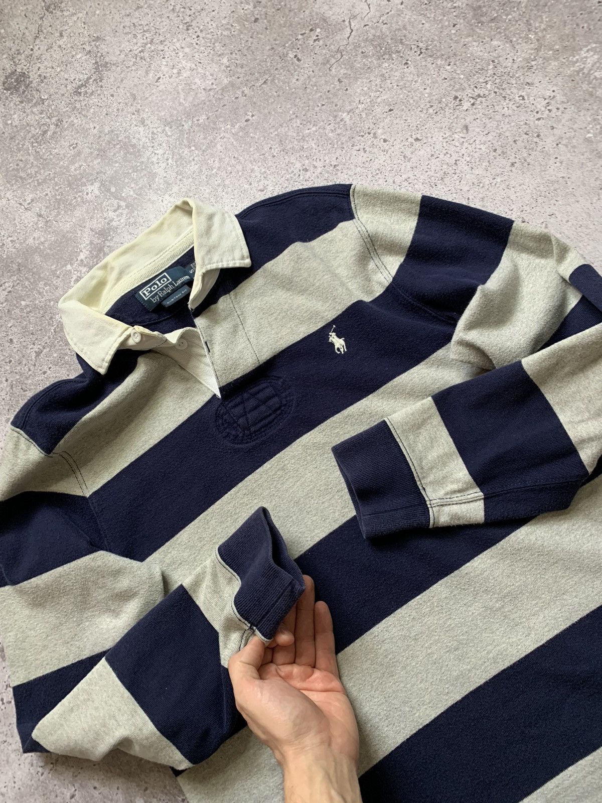 Polo Ralph Lauren × Rugby Ralph Lauren × Vintage Vintage Polo Ralph Lauren Stripped Blue Rugby Size US S / EU 44-46 / 1 - 2 Thumbnail