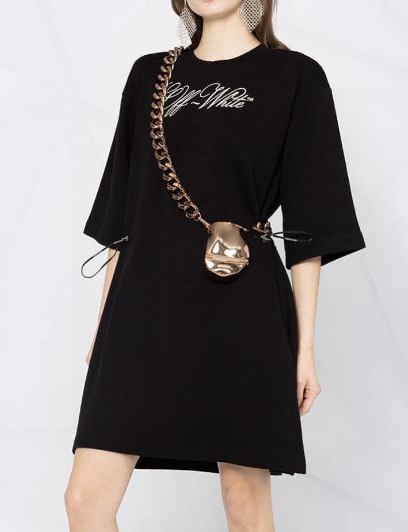 Off-White × Virgil Abloh Off-White Virgil Abloh Logo Coulisse T-Shirt Dress In Black Size M / US 6-8 / IT 42-44 - 14 Thumbnail