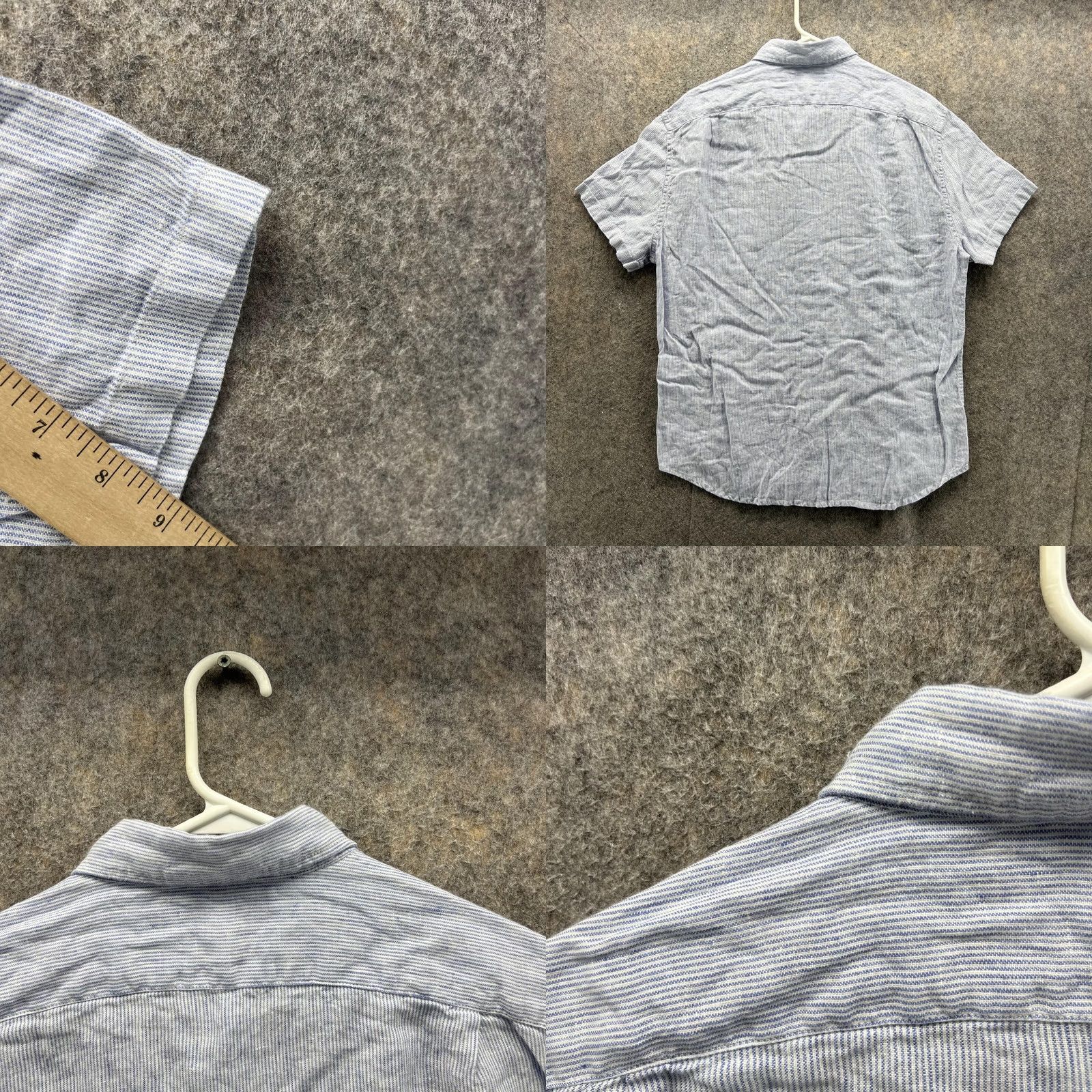 J.Crew J.CREW Shirt Men Large Adult Blue Seersucker Button-Down Slim Fit Striped Size US L / EU 52-54 / 3 - 8 Thumbnail