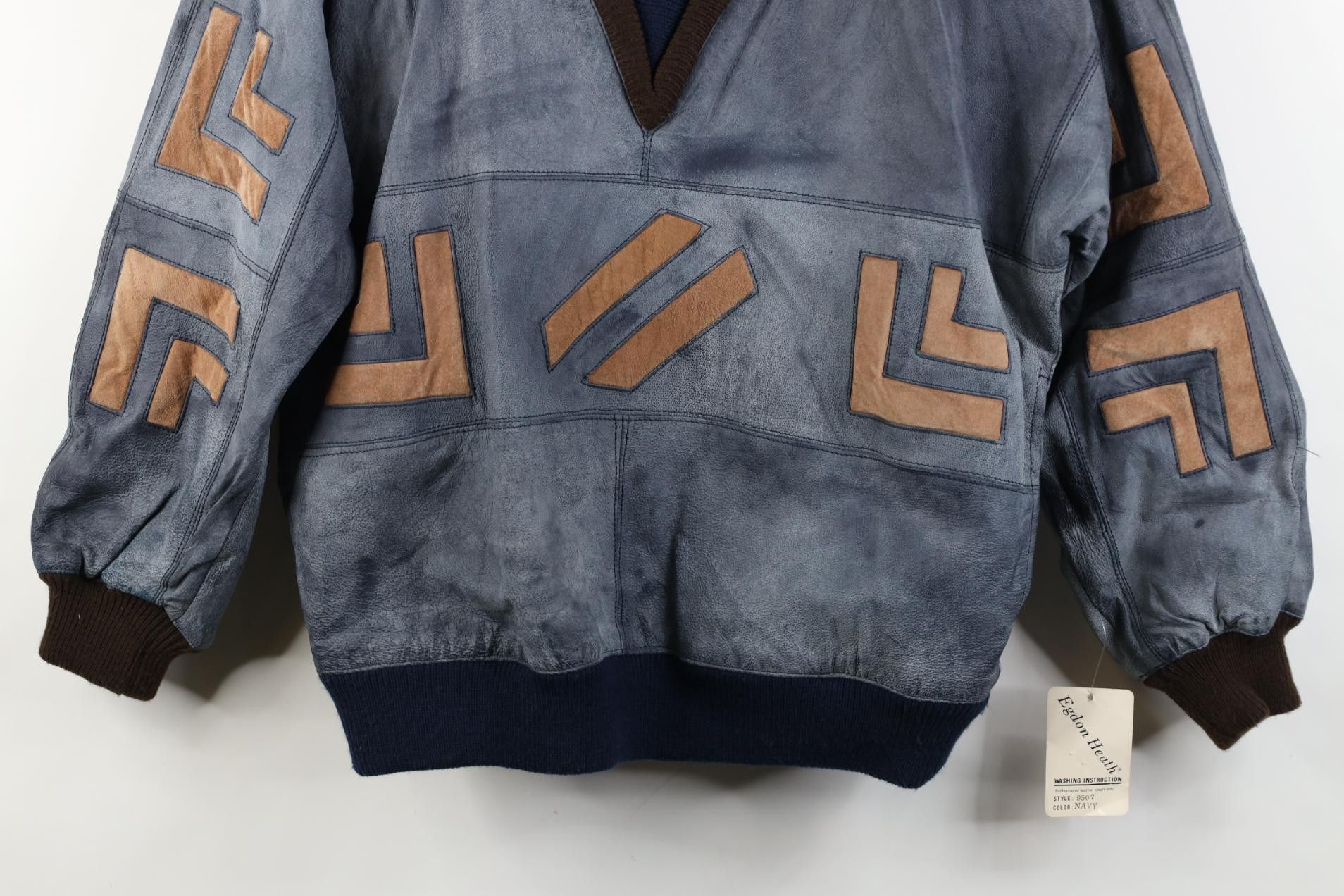 Vintage Deadstock Vintage 80s 90s Egdon Heath Leather Sweater Jacket Size US XL / EU 56 / 4 - 3 Thumbnail